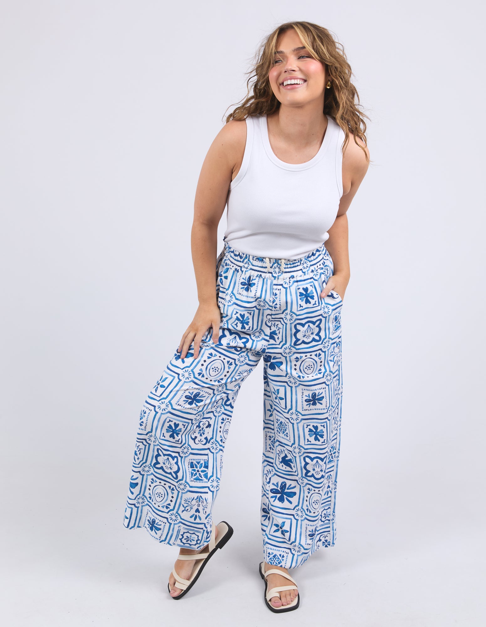 Dolce Tile Pant Ocean Tile Print