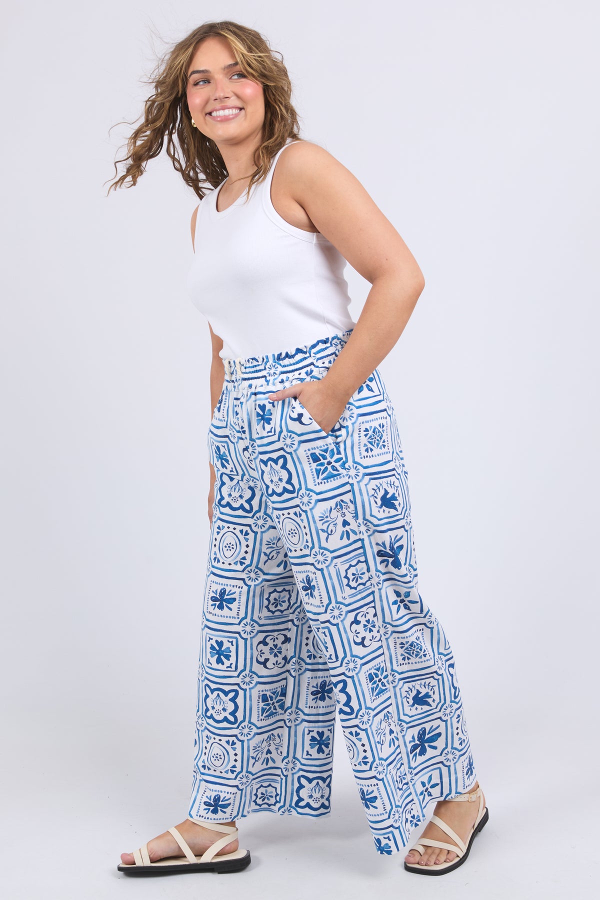 Dolce Tile Pant Ocean Tile Print