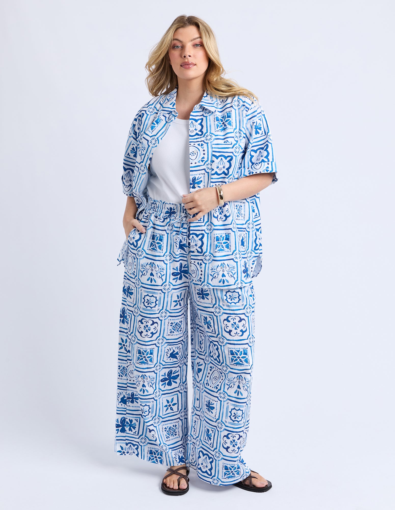Dolce Tile Pant Ocean Tile Print