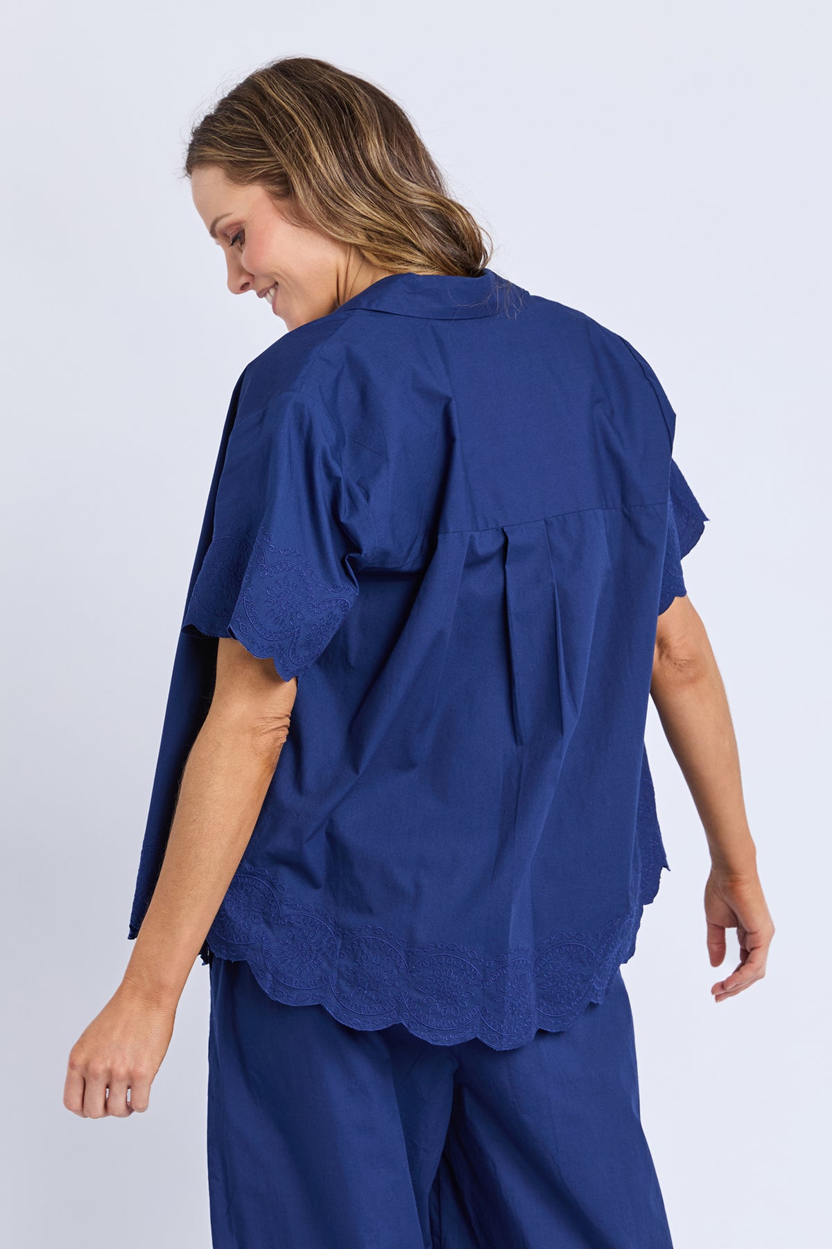 Odette Broderie Shirt Blu Depth Yrdage Prt