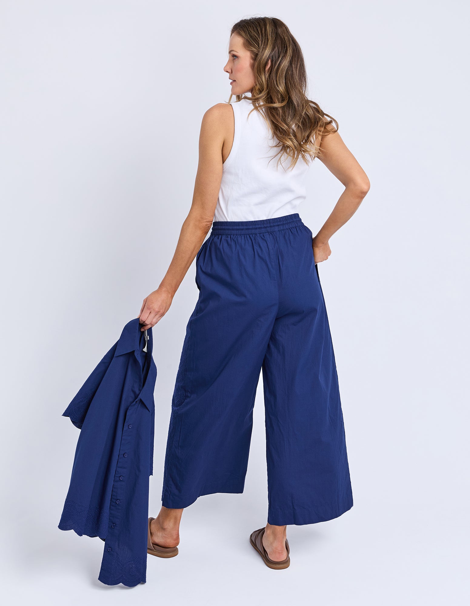Odette Broderie Pant Blue Depths