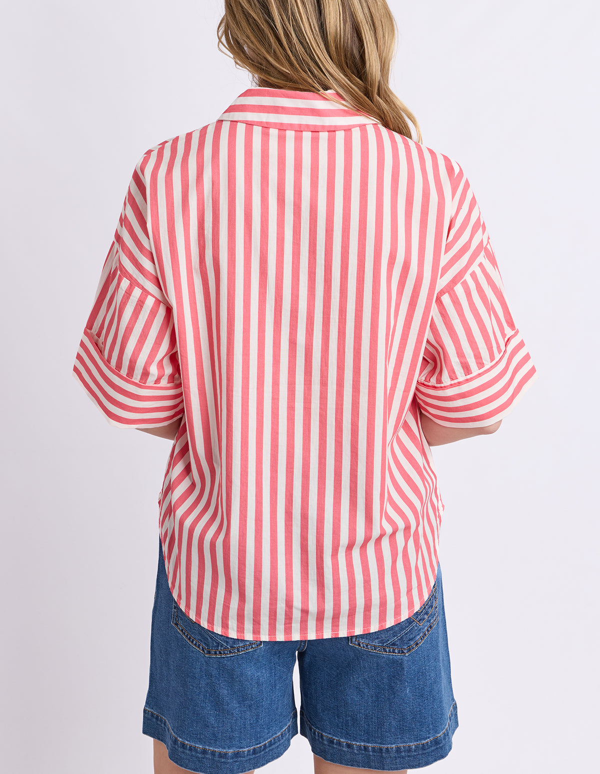 Striped Holiday Shirt Pink Lemonade/White