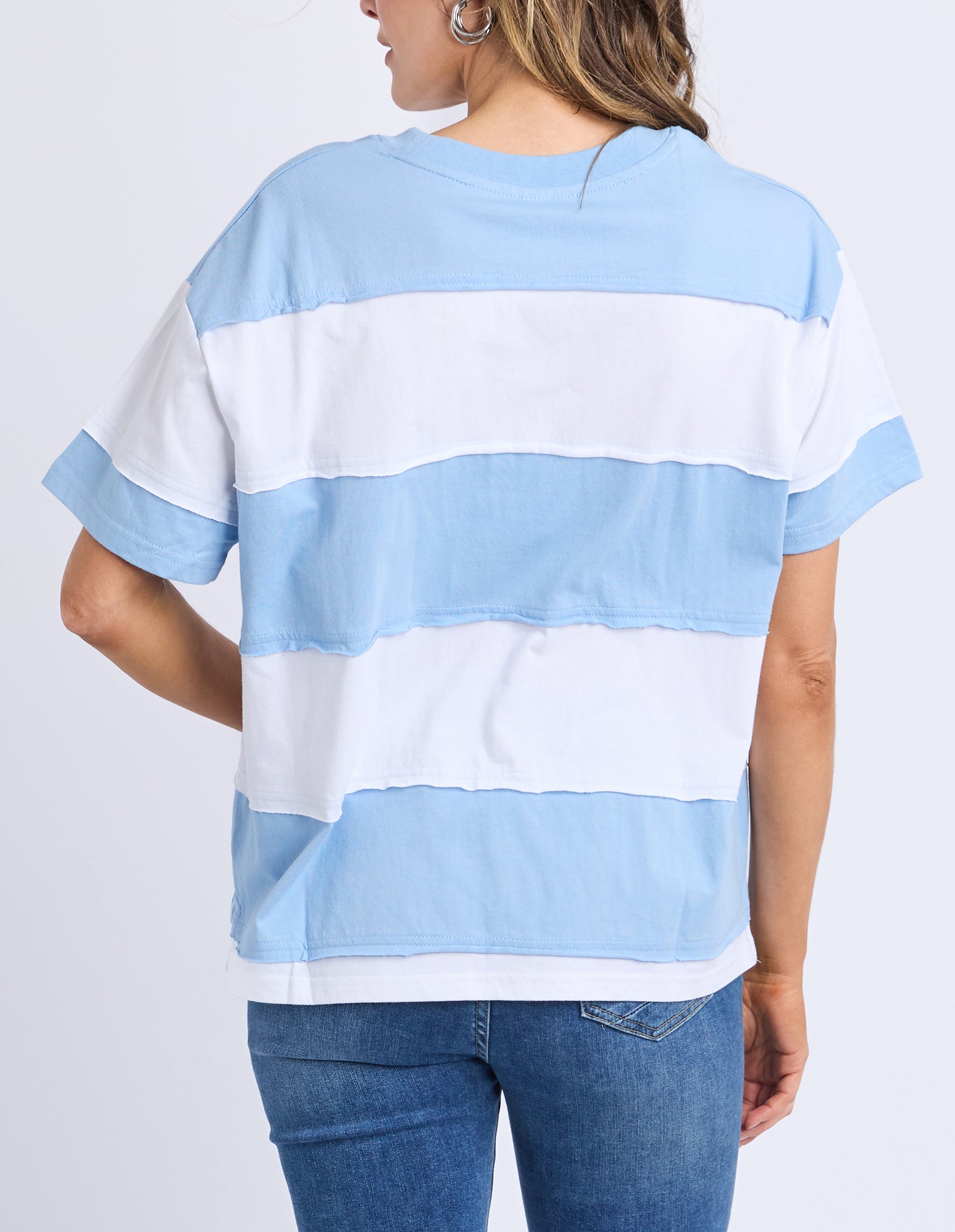 Bold Stripe Tee Azure Blu & Wht Str