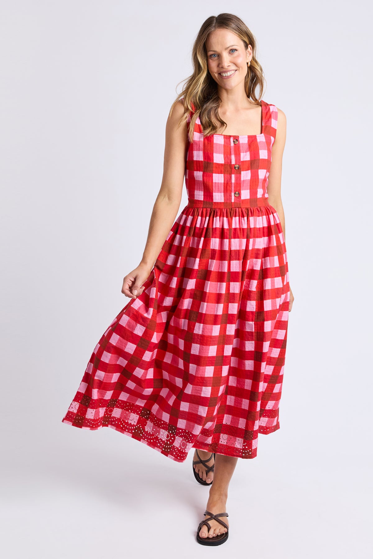 Edin Dress Poppy Check