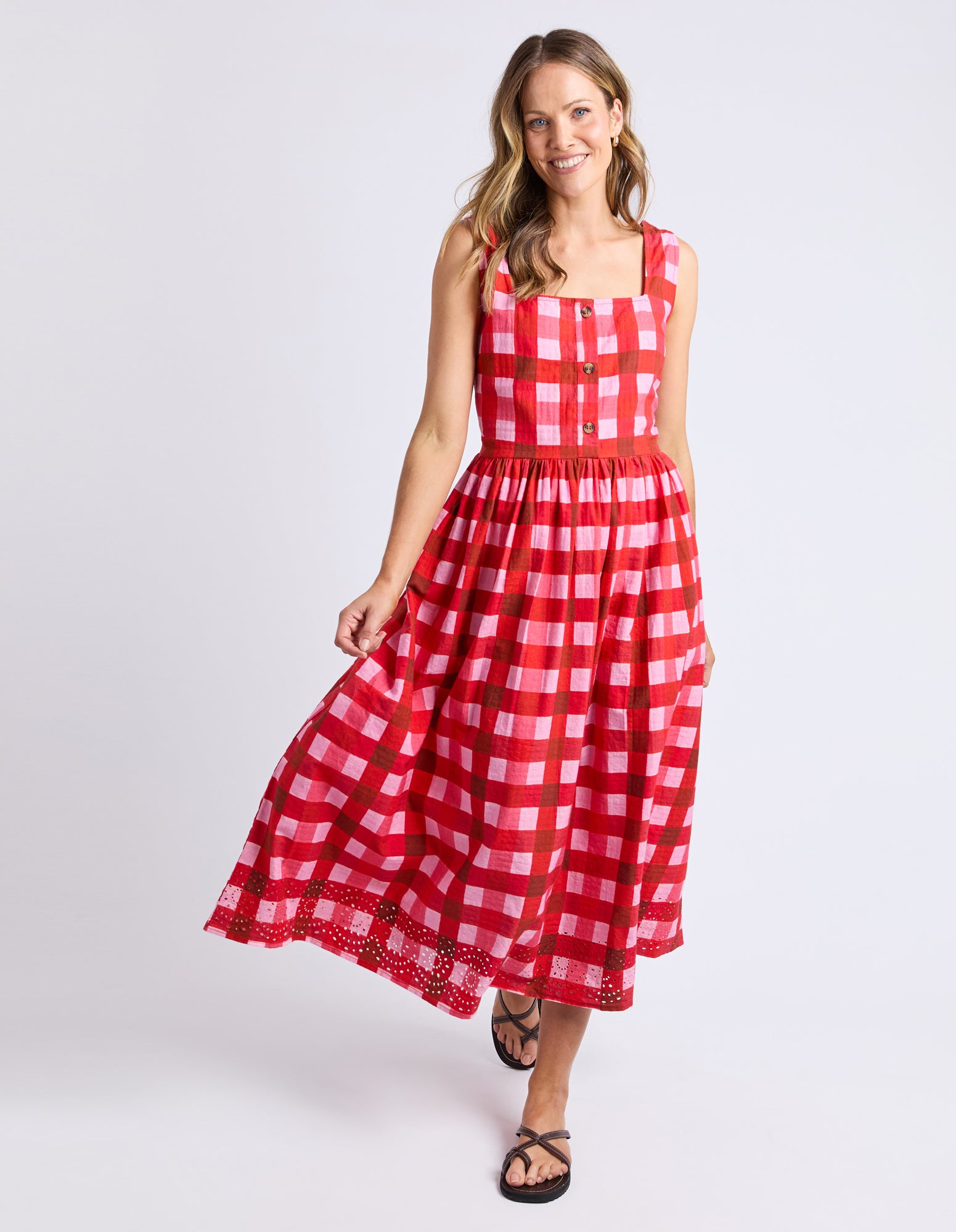 Edin Dress Poppy Check