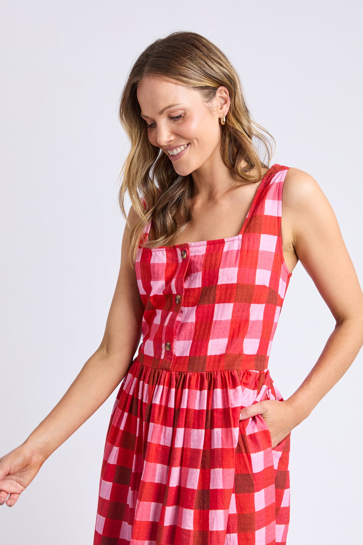 Edin Dress Poppy Check