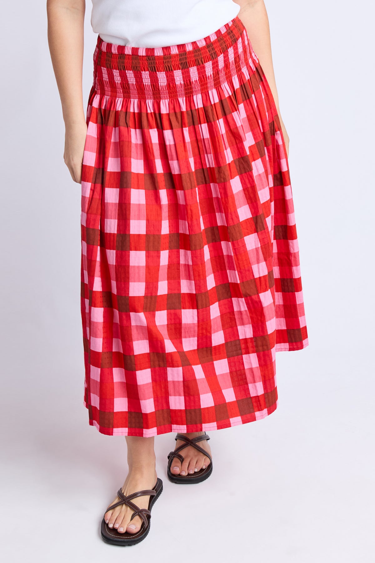 Edin Skirt Poppy Check