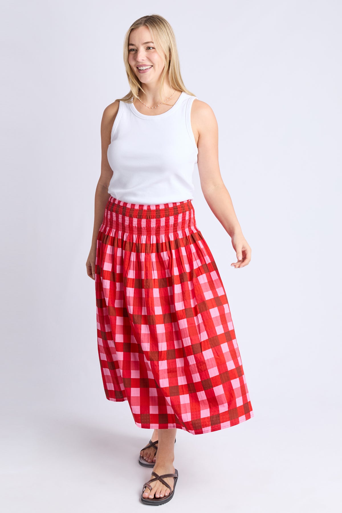 Edin Skirt Poppy Check