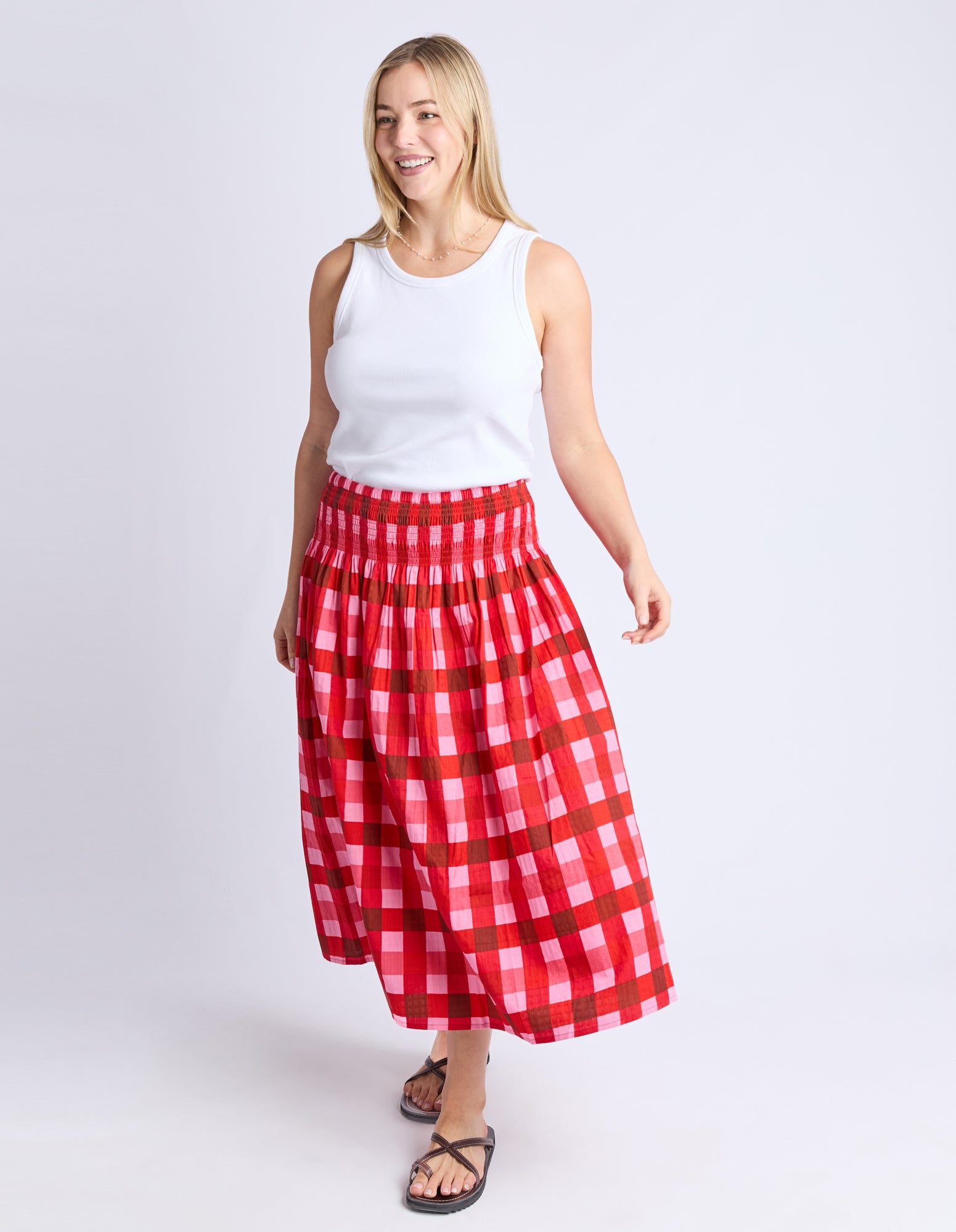 Edin Skirt Poppy Check