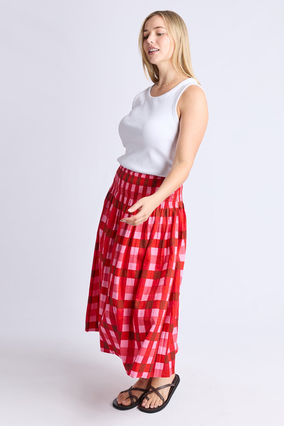 Edin Skirt Poppy Check