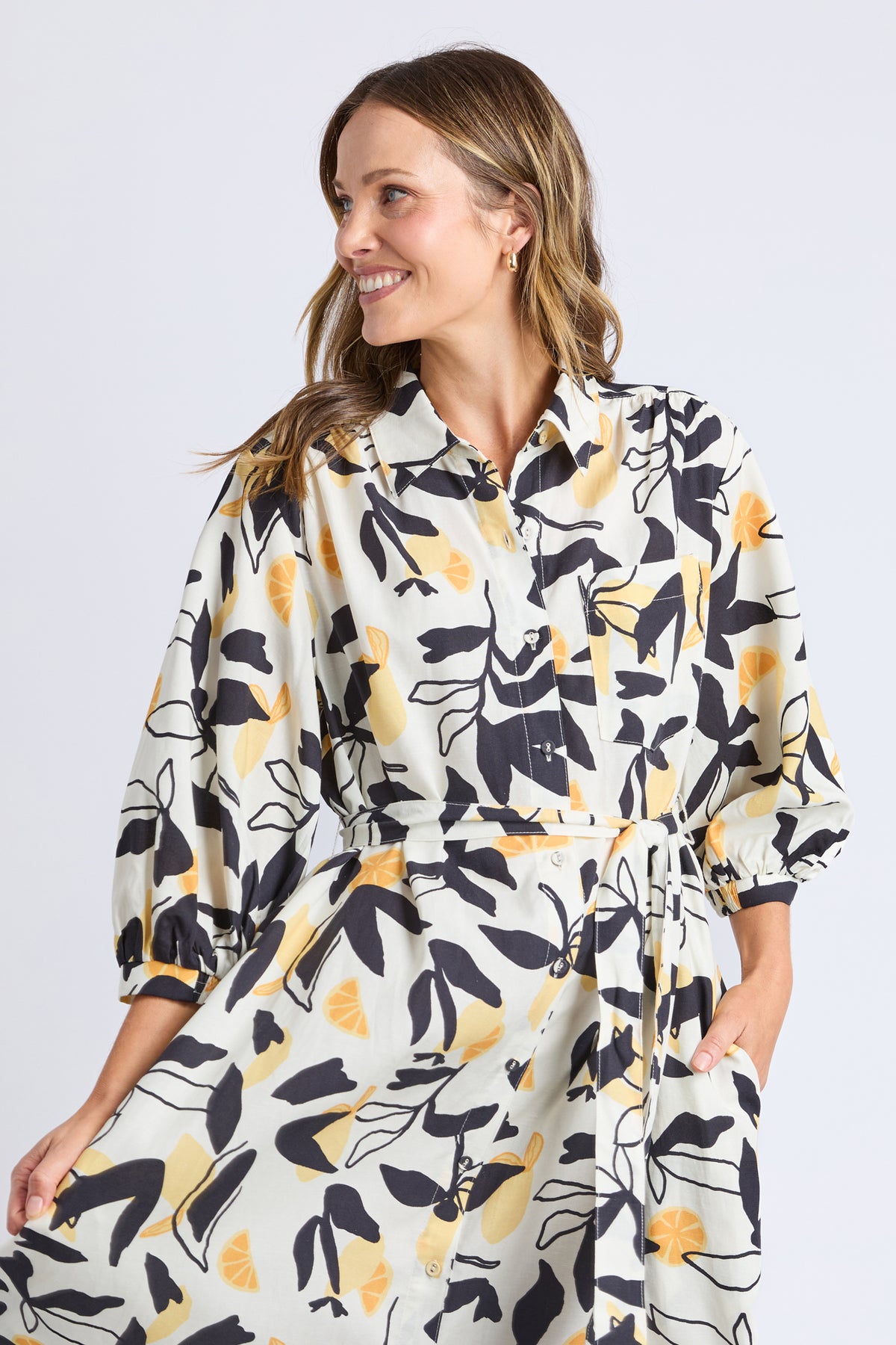 Limone Dress Limone Leaf Print