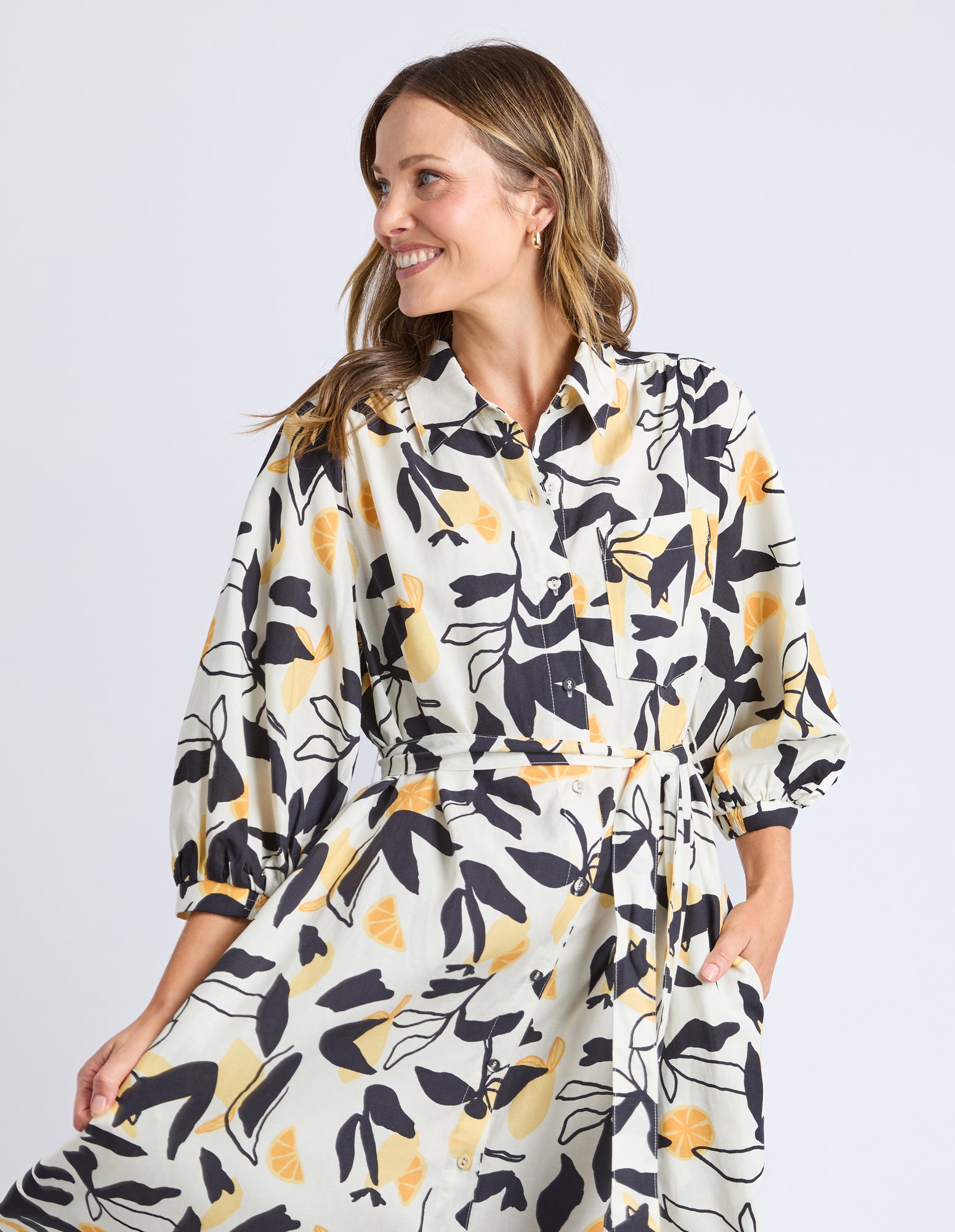 Limone Dress Limone Leaf Print