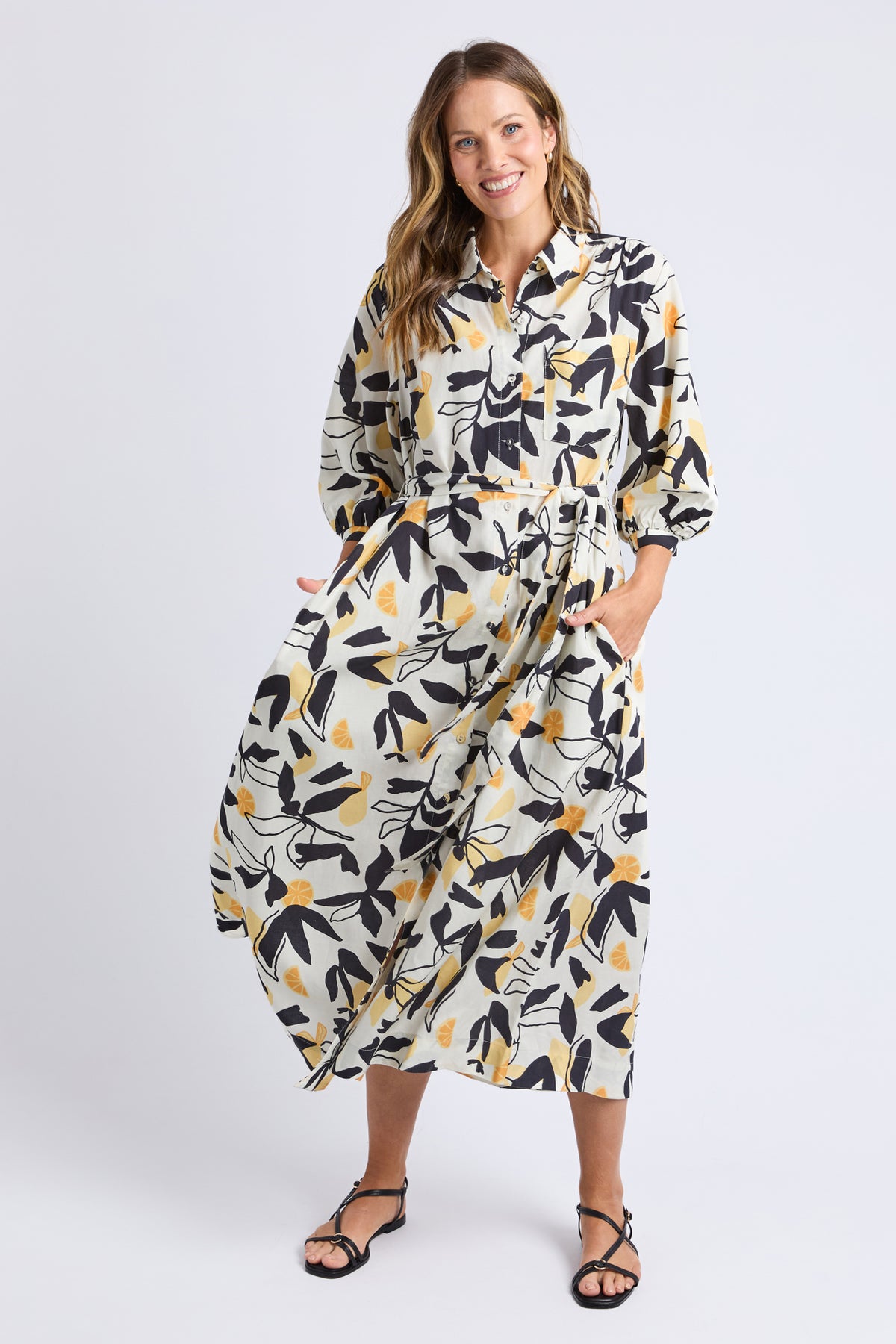Limone Dress Limone Leaf Print
