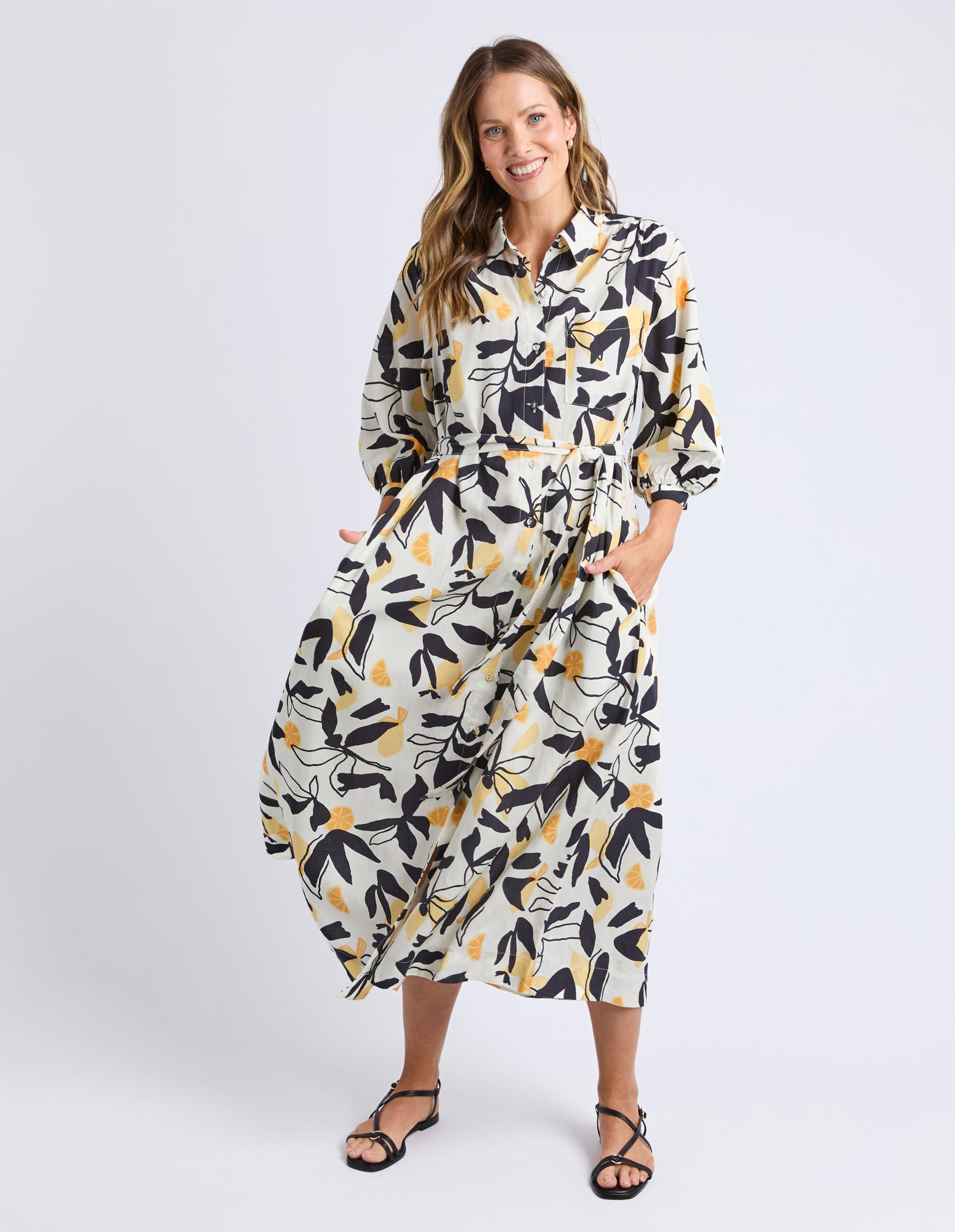 Limone Dress Limone Leaf Print