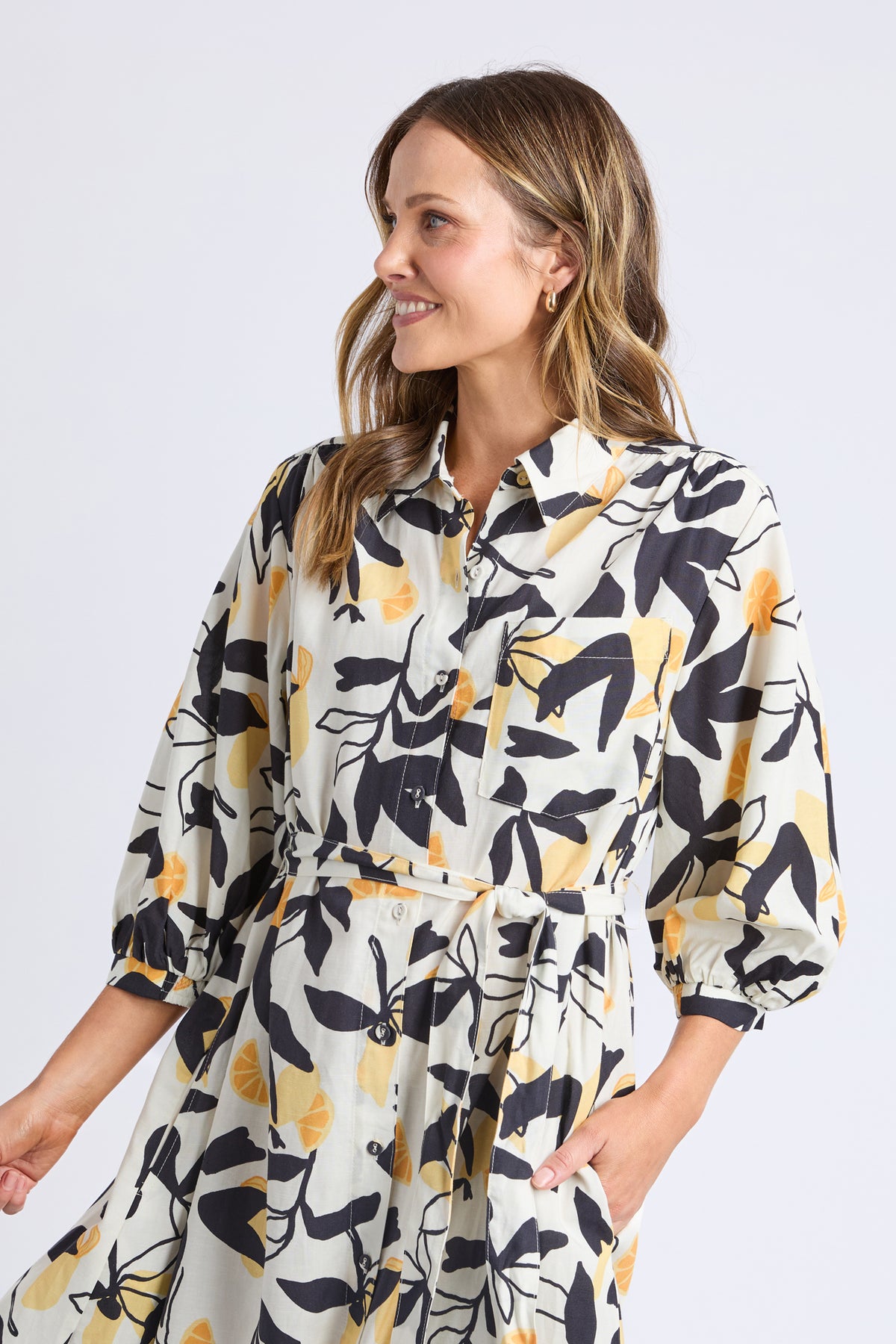 Limone Dress Limone Leaf Print