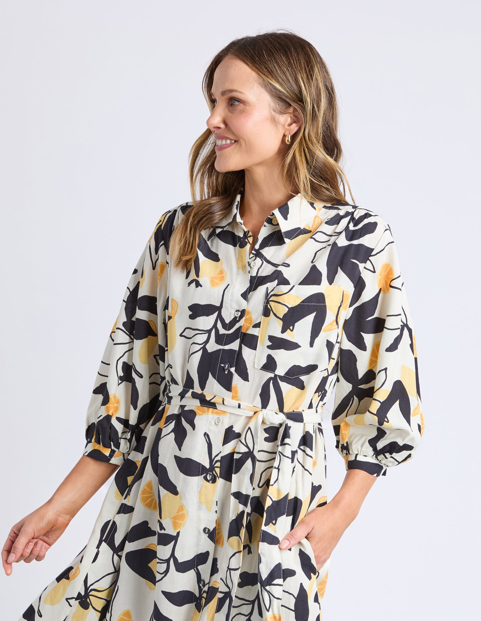 Limone Dress Limone Leaf Print