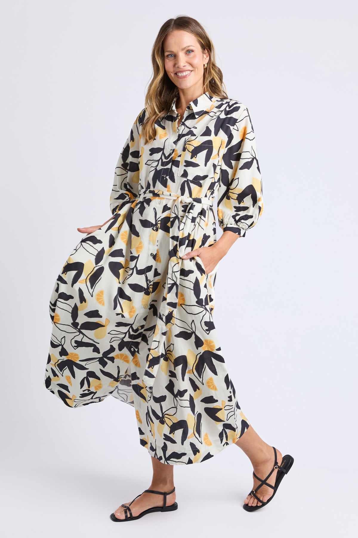 Limone Dress Limone Leaf Print