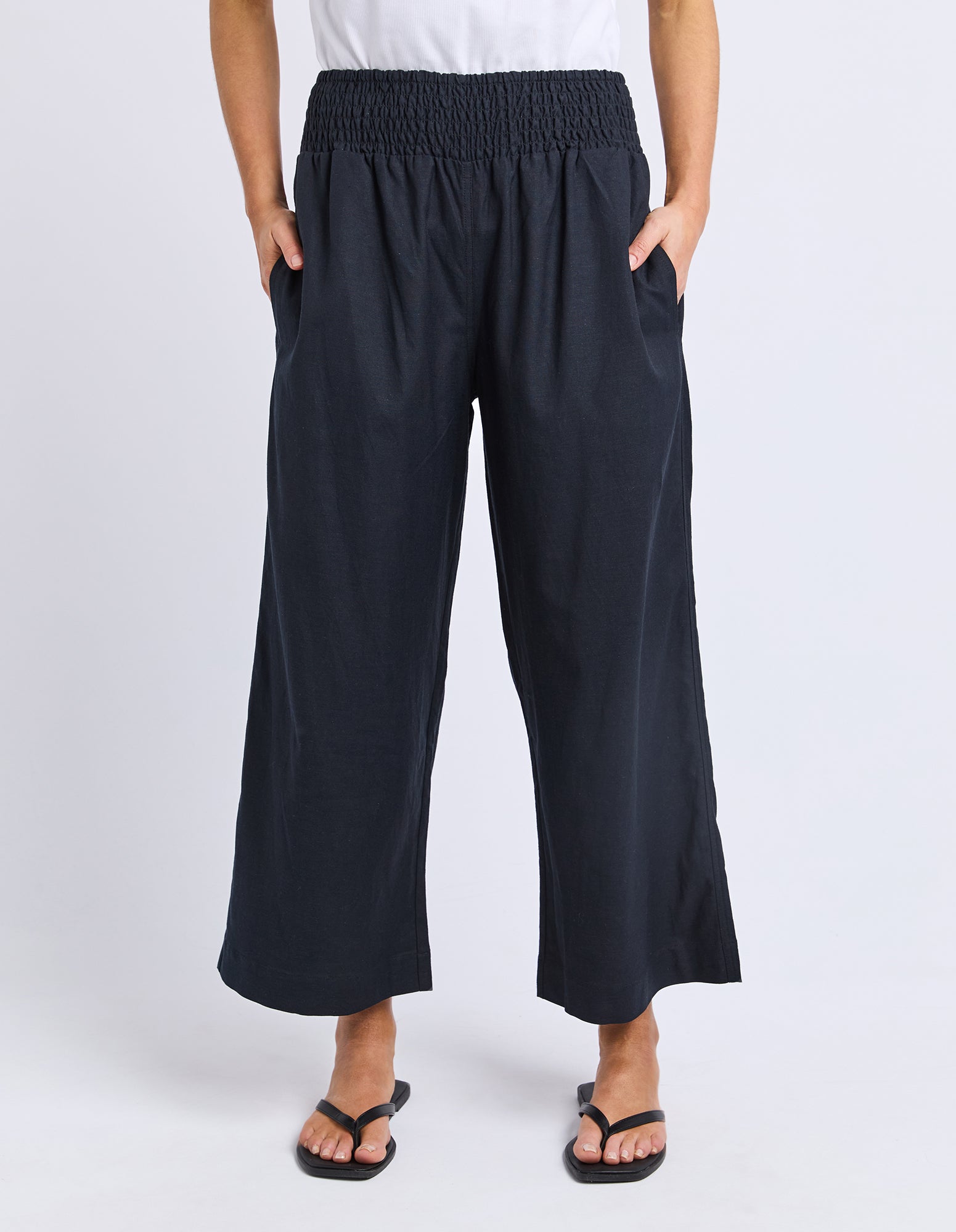 Riley Shirred Pant Black