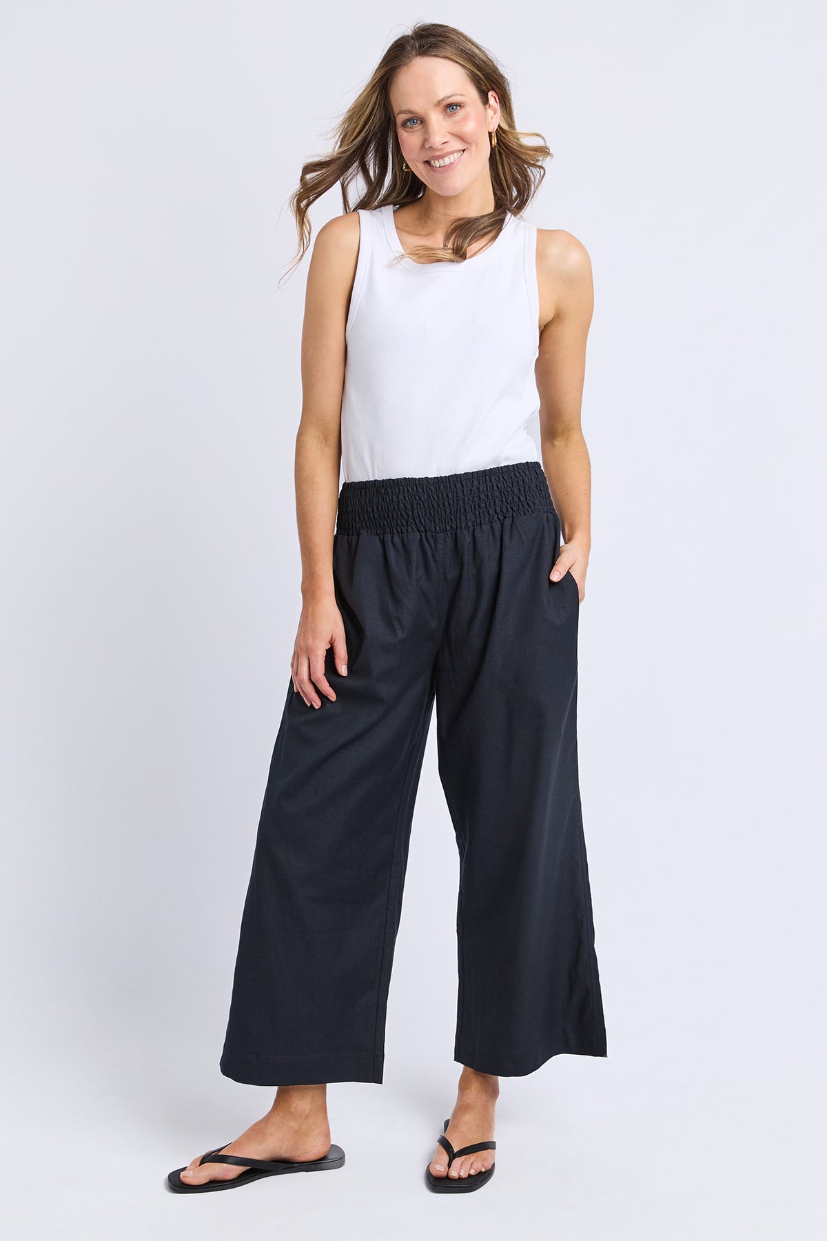 Riley Shirred Pant Black