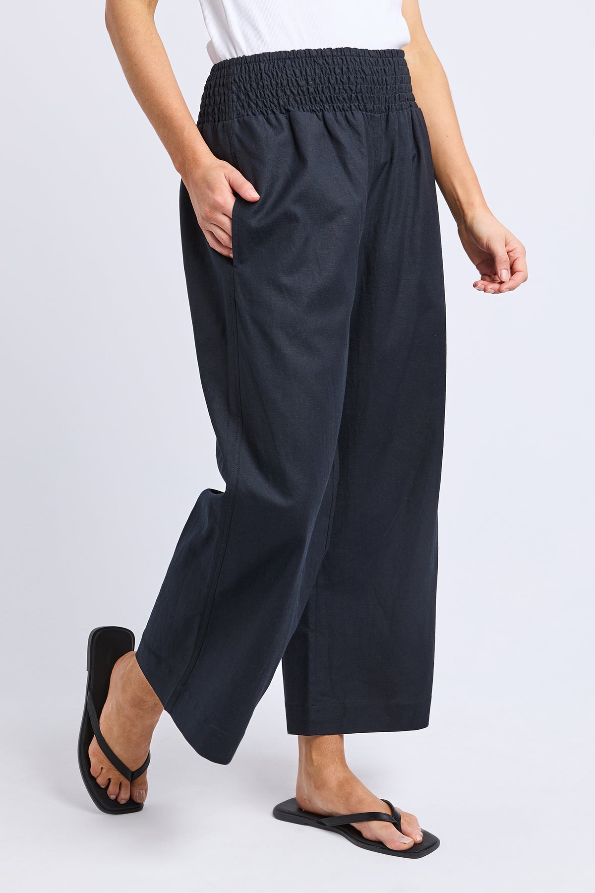 Riley Shirred Pant Black