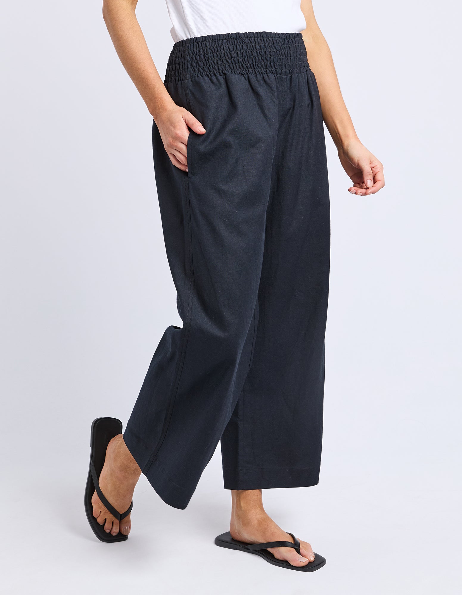 Riley Shirred Pant Black