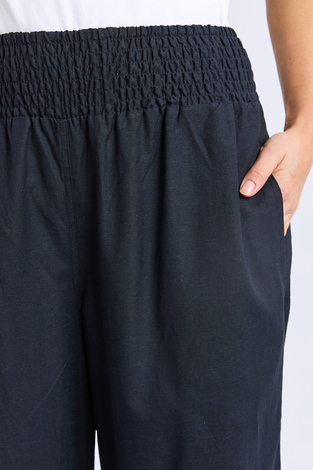 Riley Shirred Pant Black