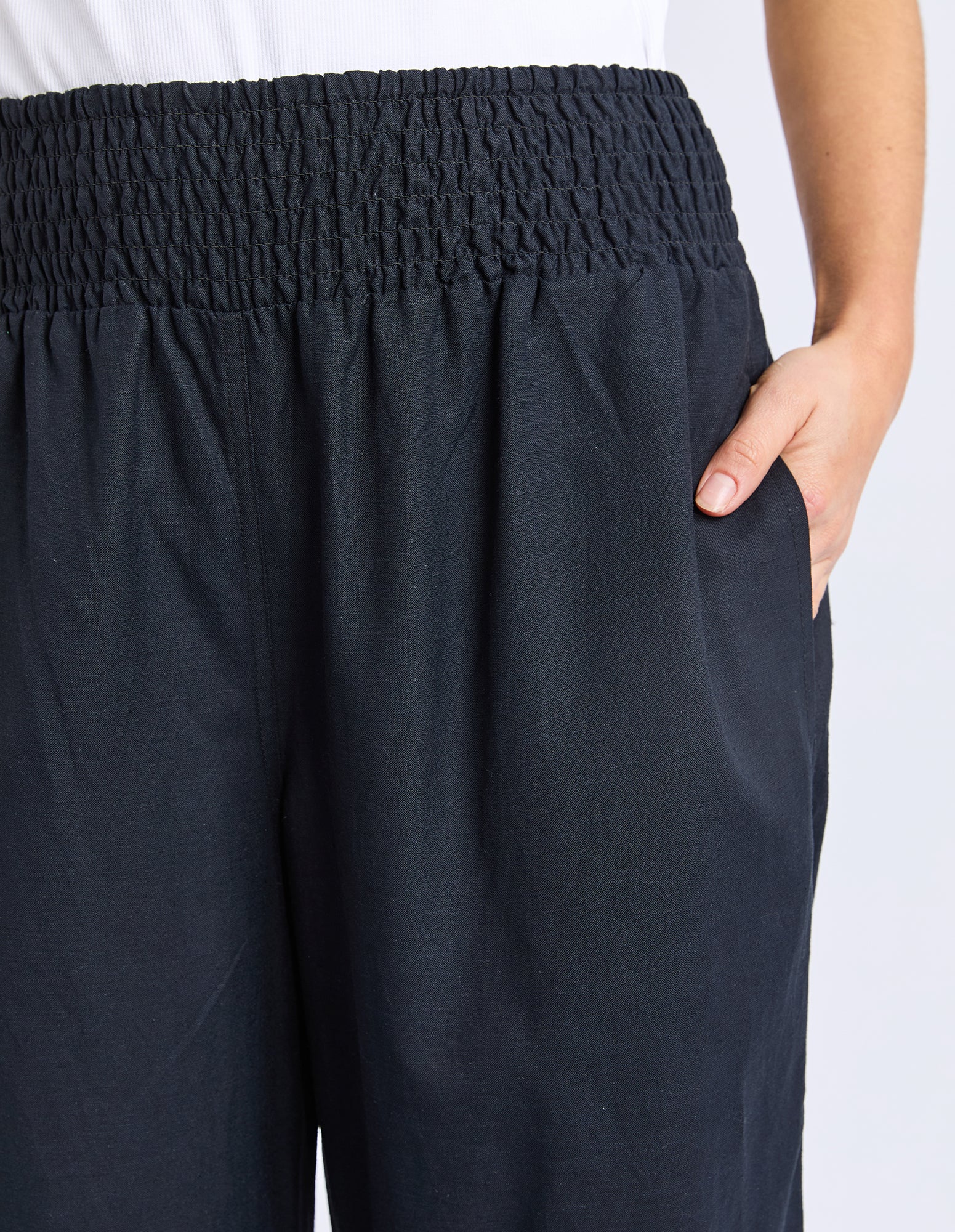 Riley Shirred Pant Black