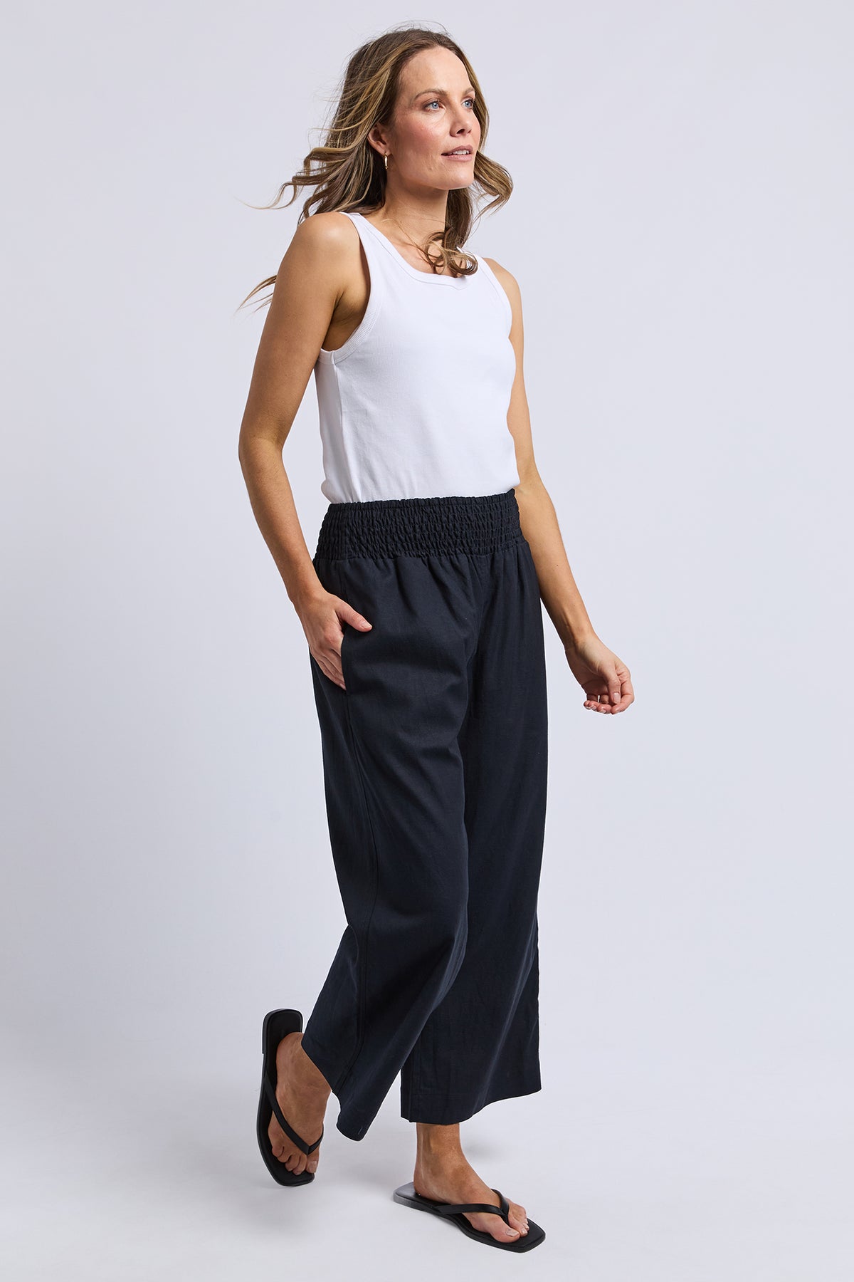 Riley Shirred Pant Black