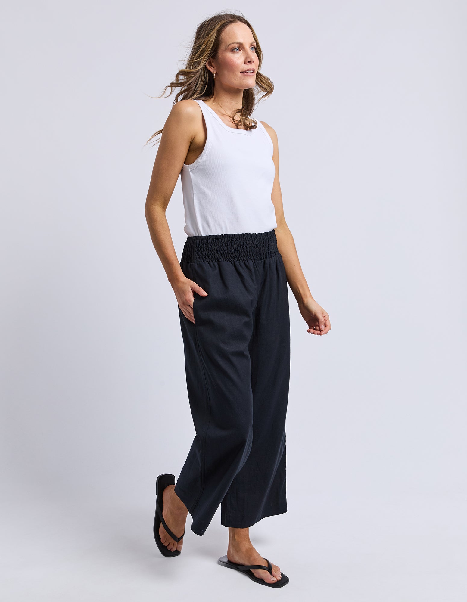 Riley Shirred Pant Black