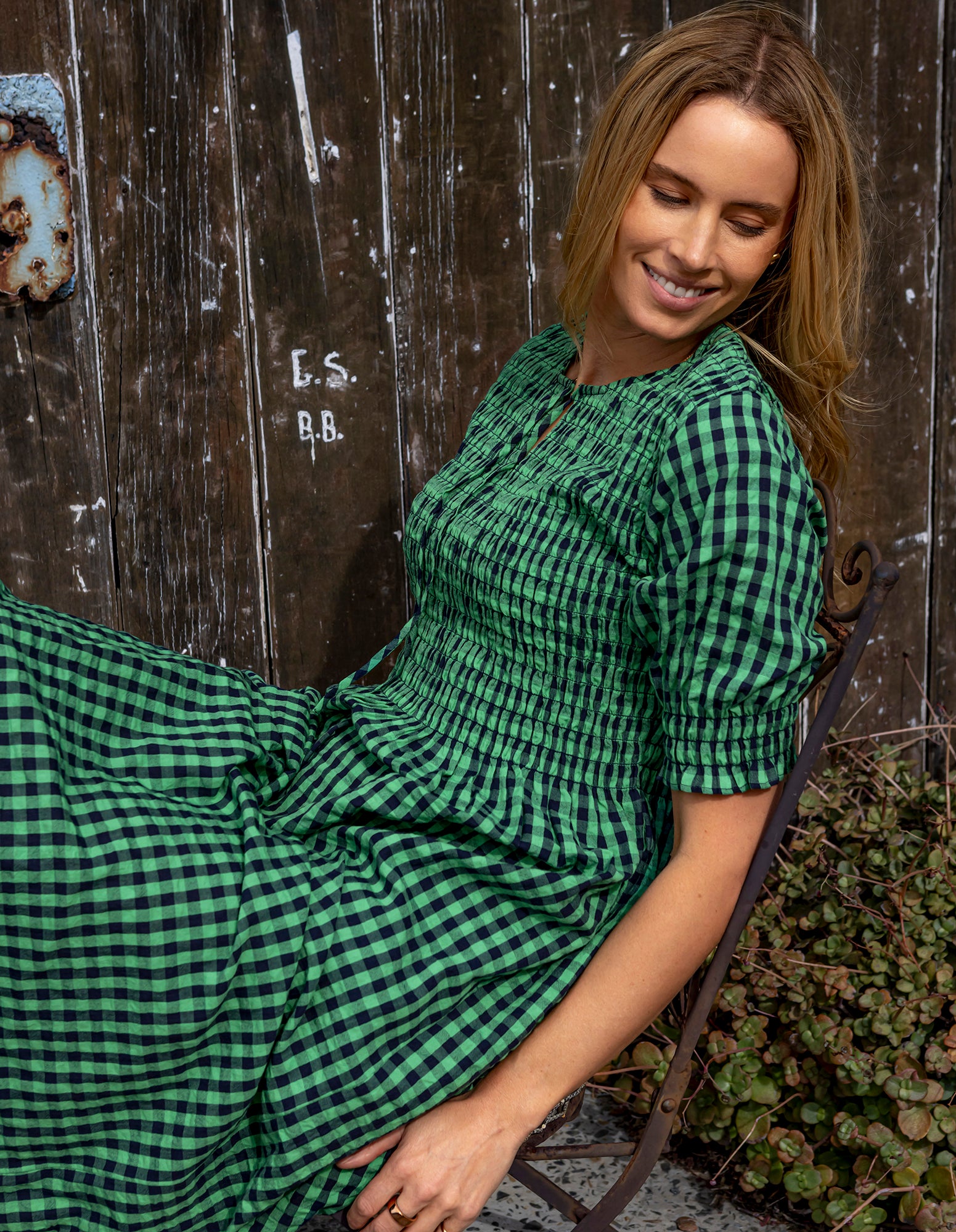 Willa Dress Green & Navy Check