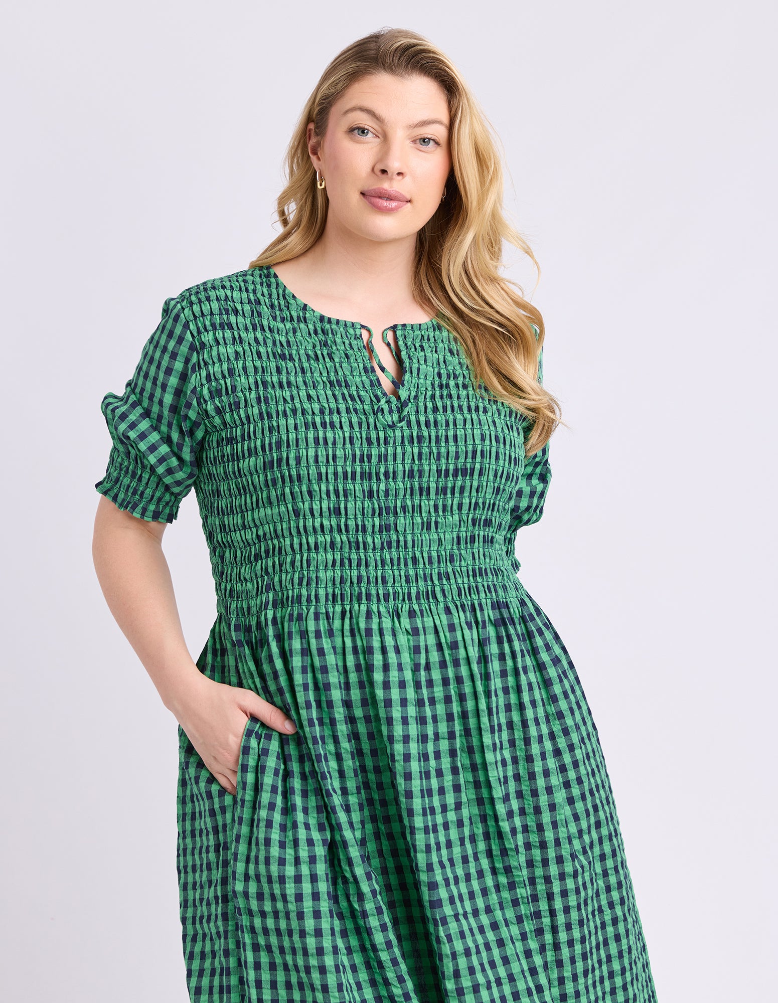 Willa Dress Green & Navy Check