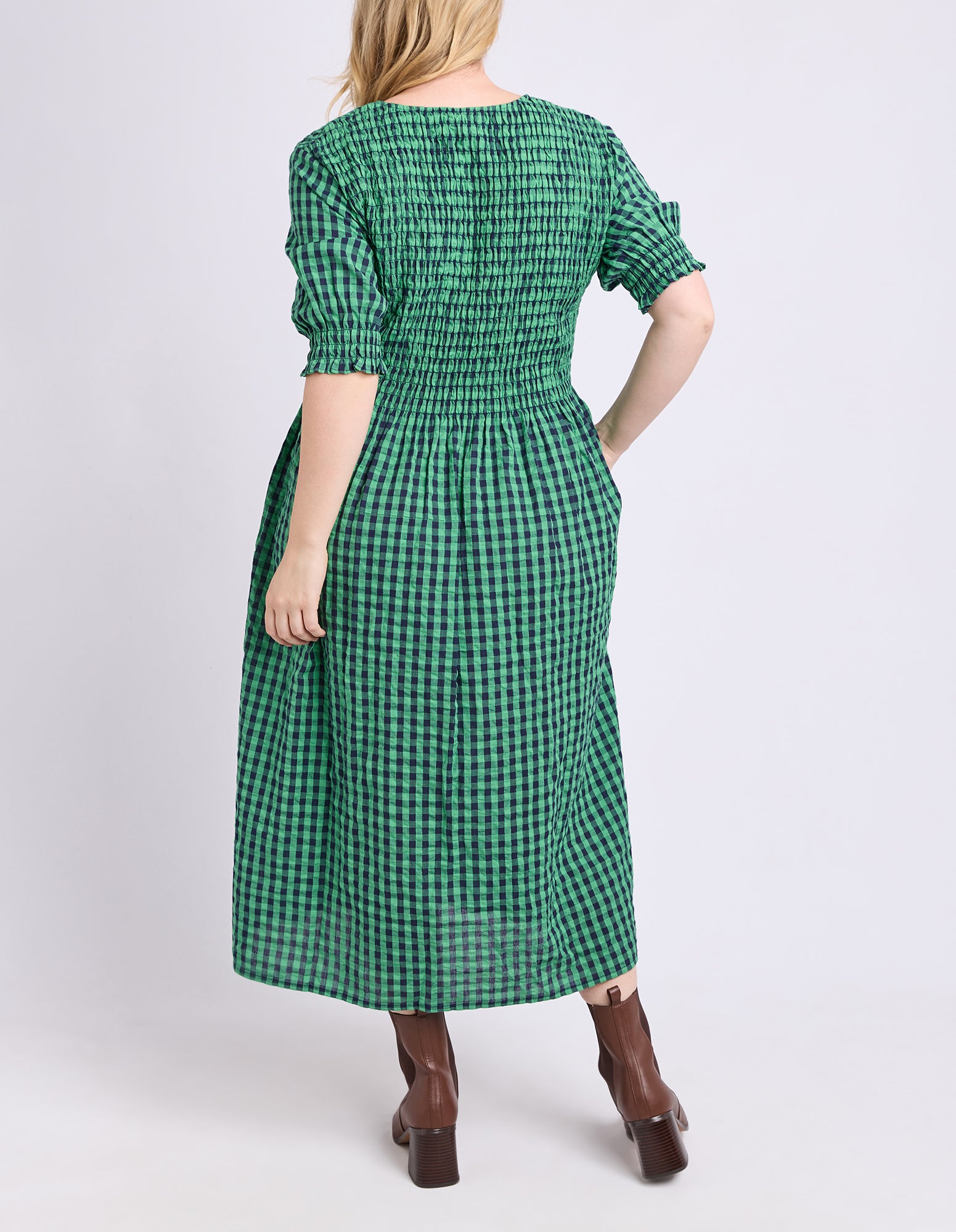 Willa Dress Green & Navy Check