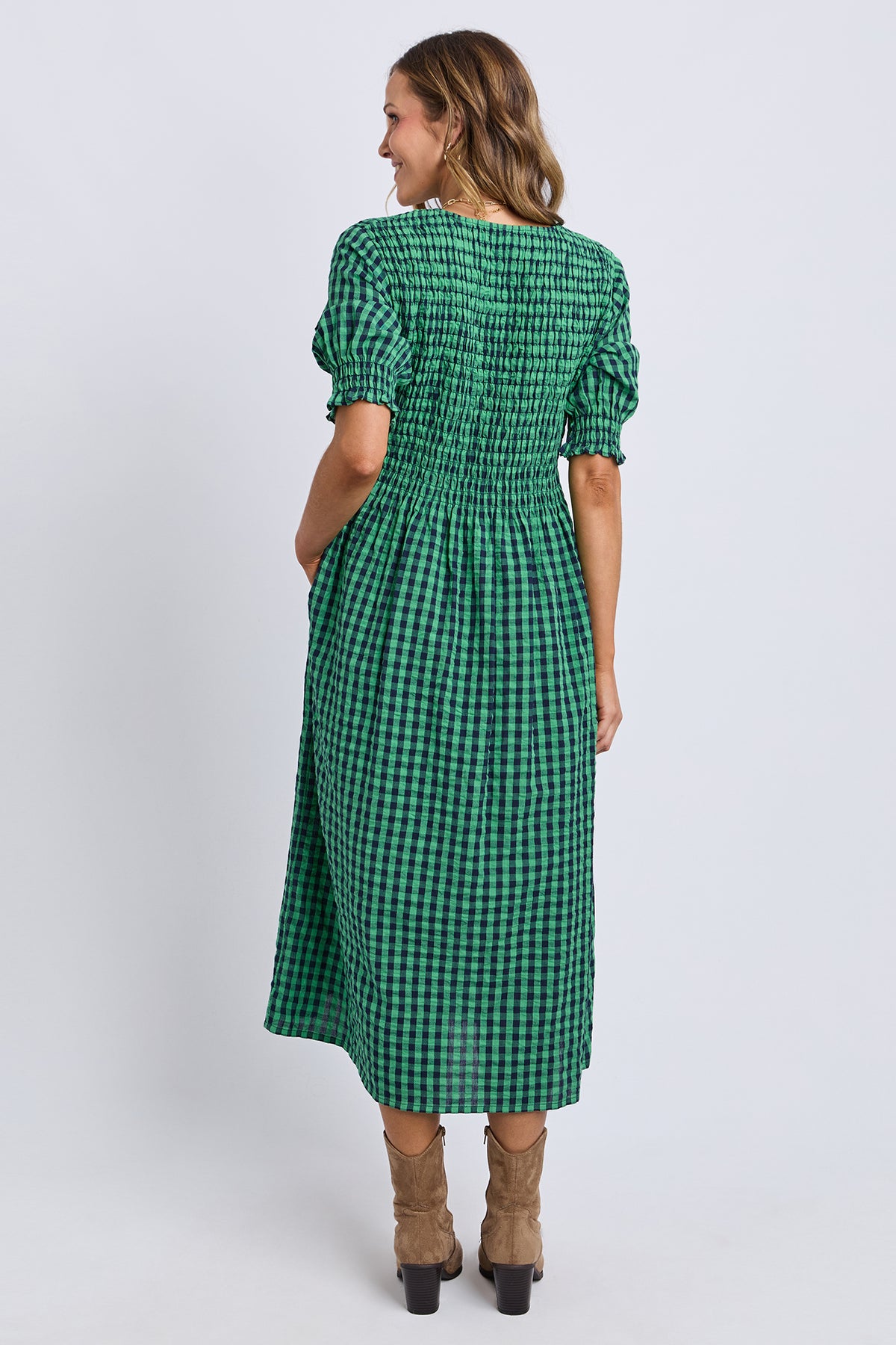 Willa Dress Green & Navy Check