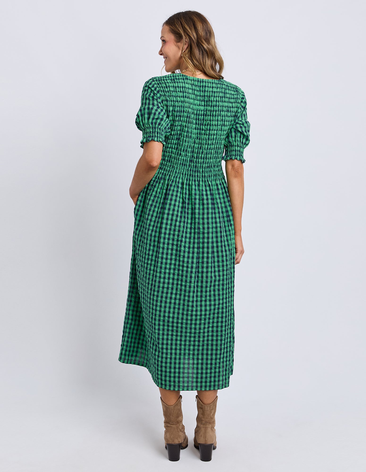 Willa Dress Green & Navy Check