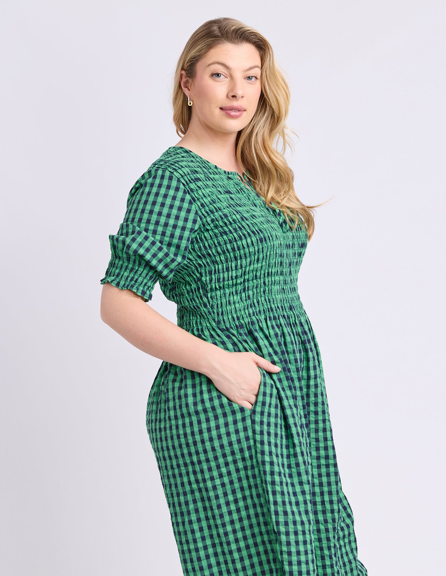 Willa Dress Green & Navy Check