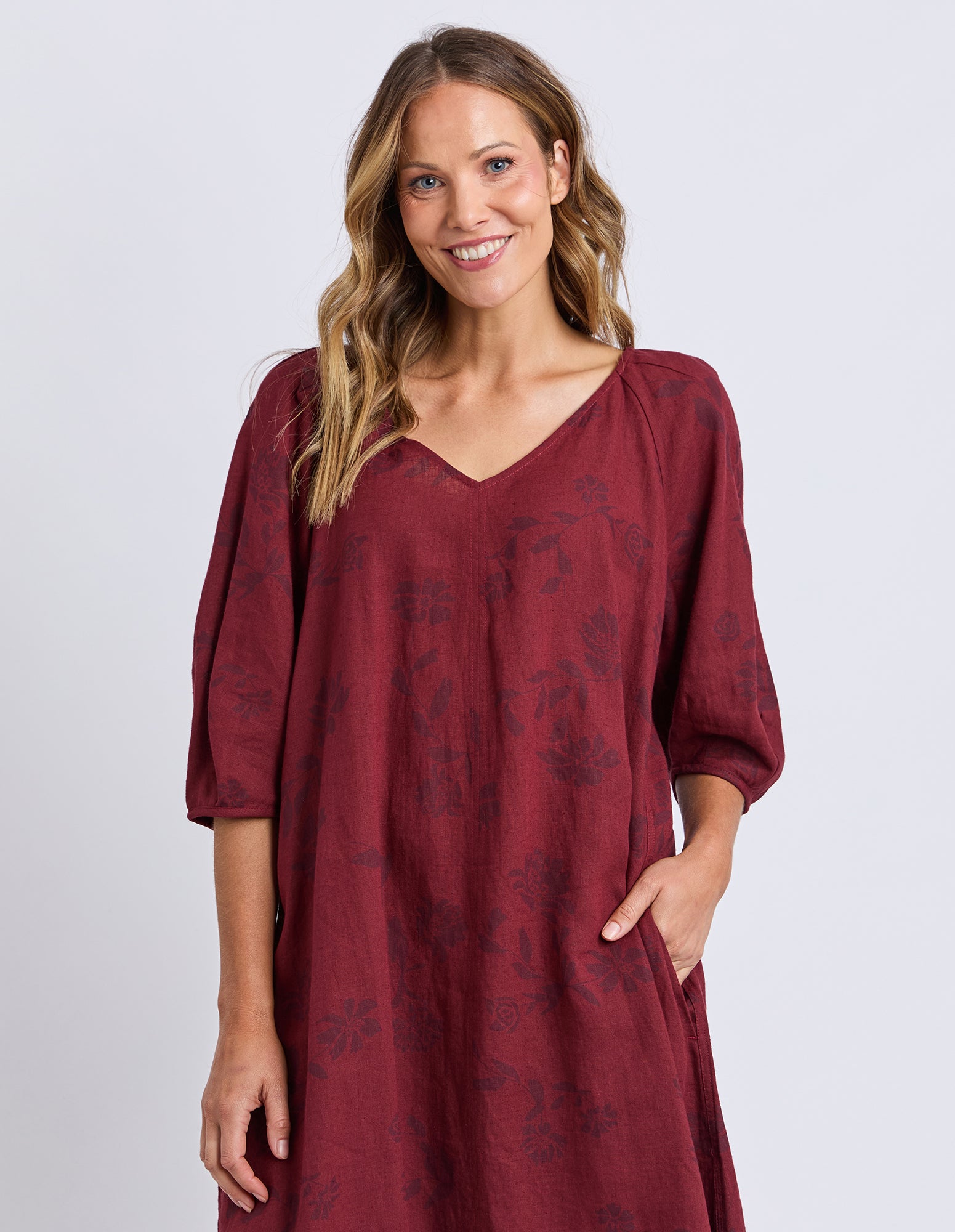 Bramble Midi Dress Plum Bramble Print