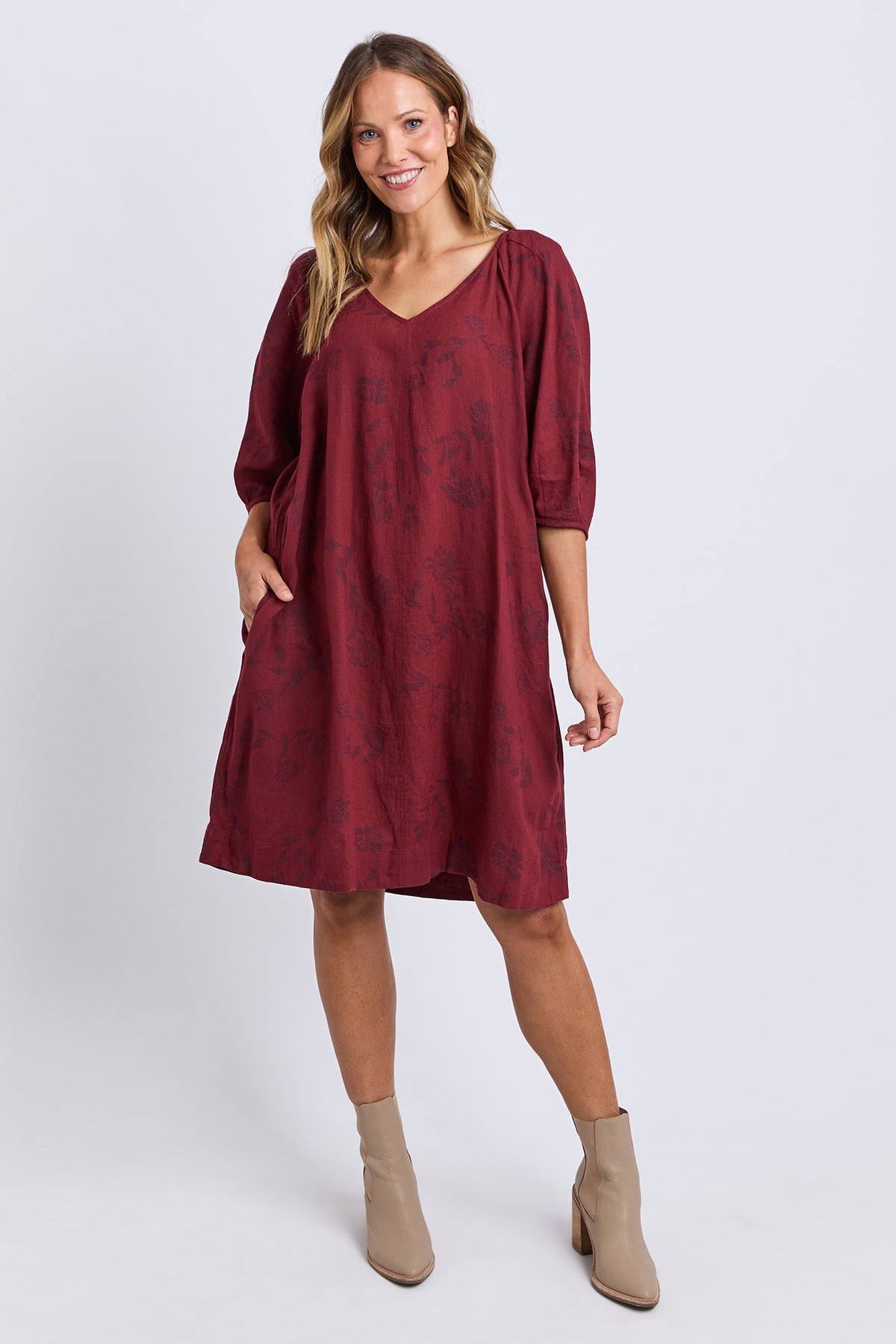 Bramble Midi Dress Plum Bramble Print