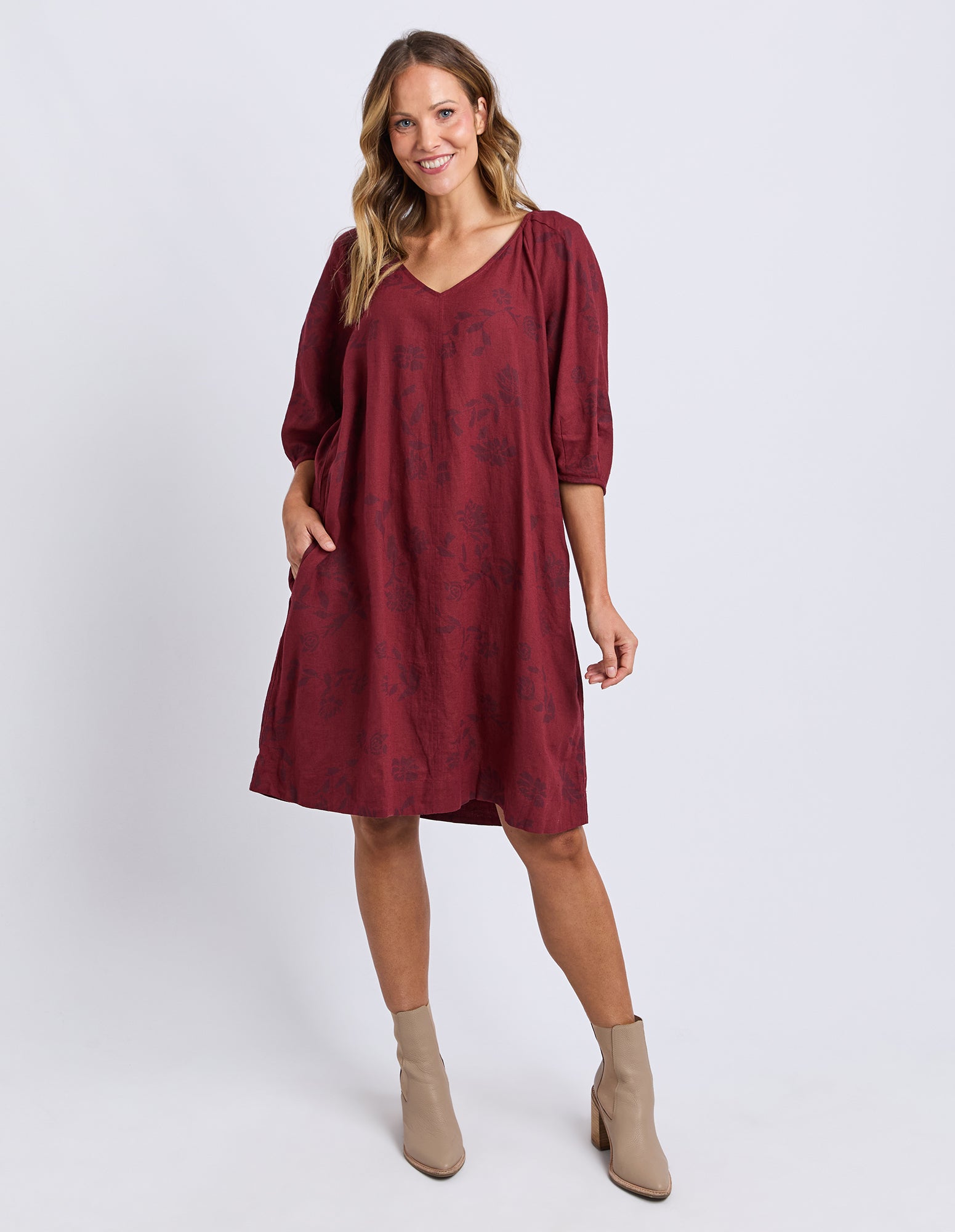 Bramble Midi Dress Plum Bramble Print
