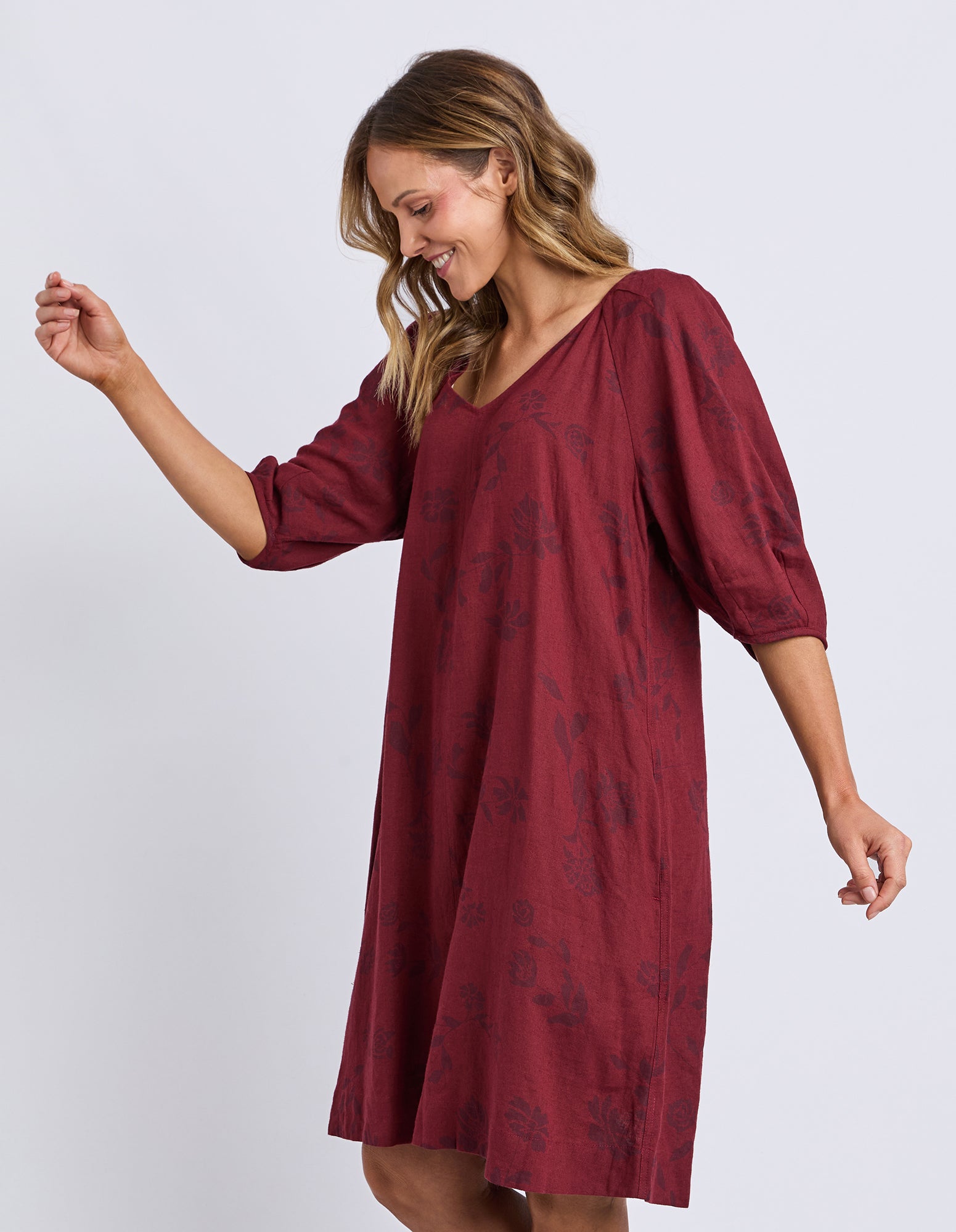 Bramble Midi Dress Plum Bramble Print