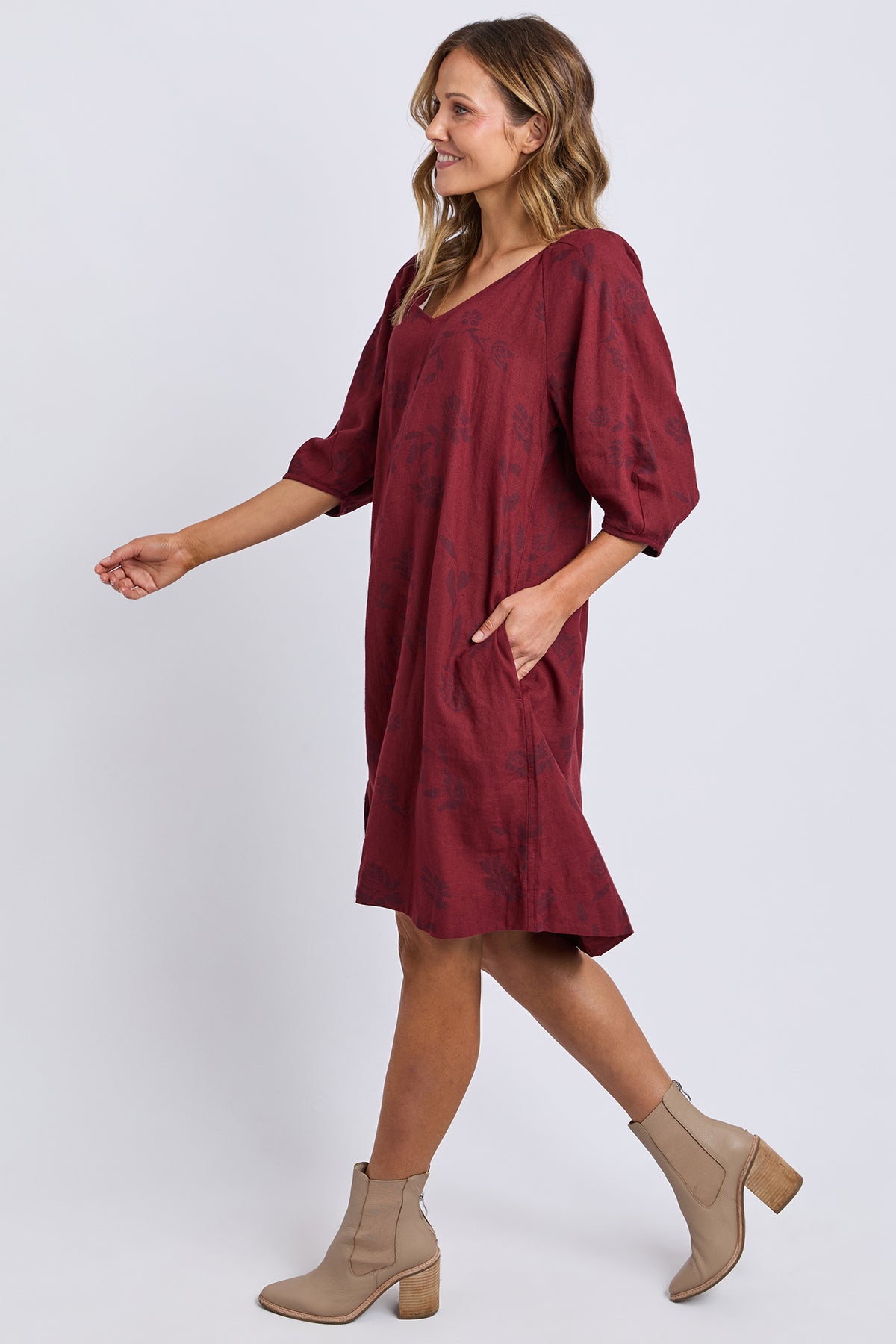 Bramble Midi Dress Plum Bramble Print