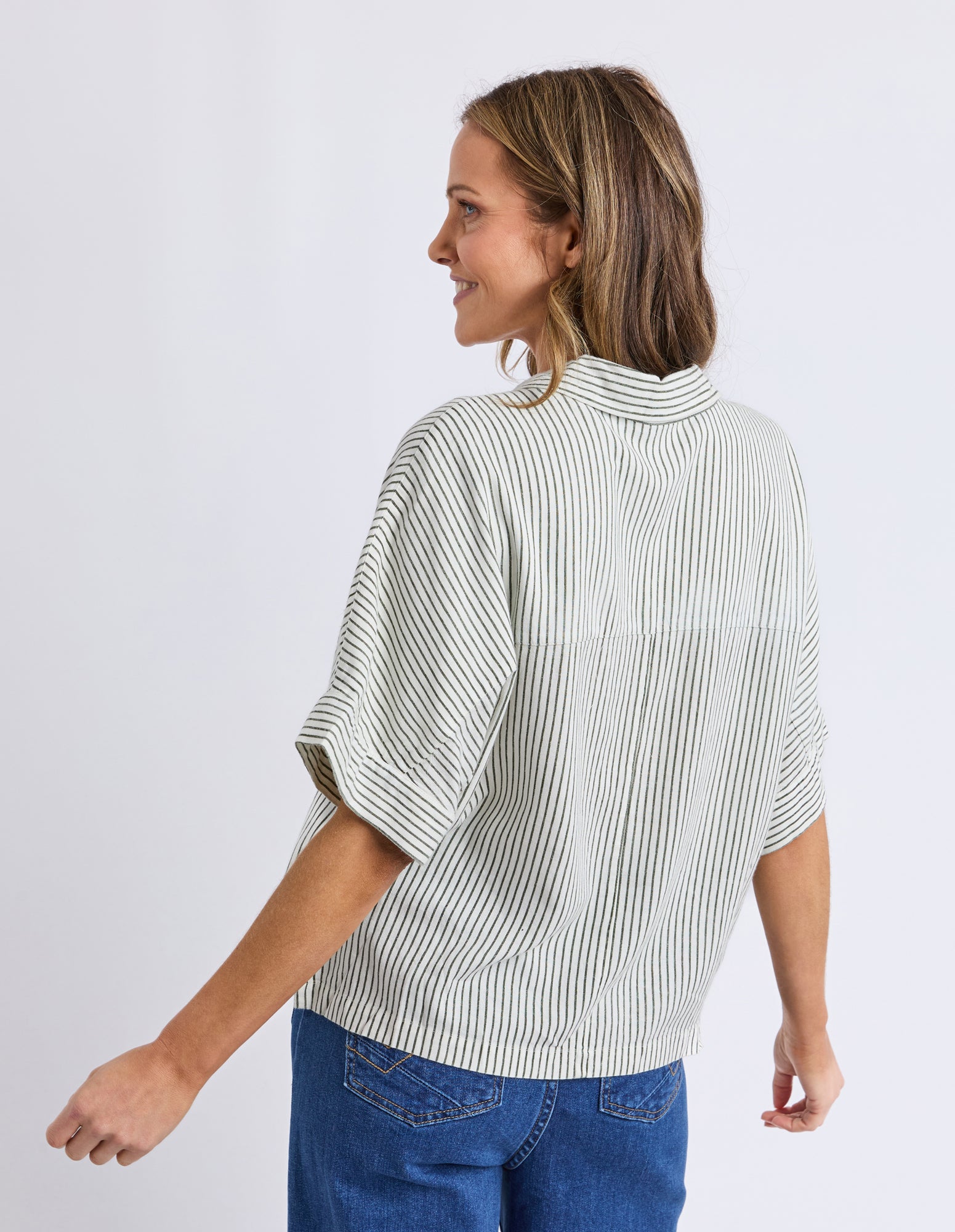 Ruth Short Sleeve Shirt Basil Stripe