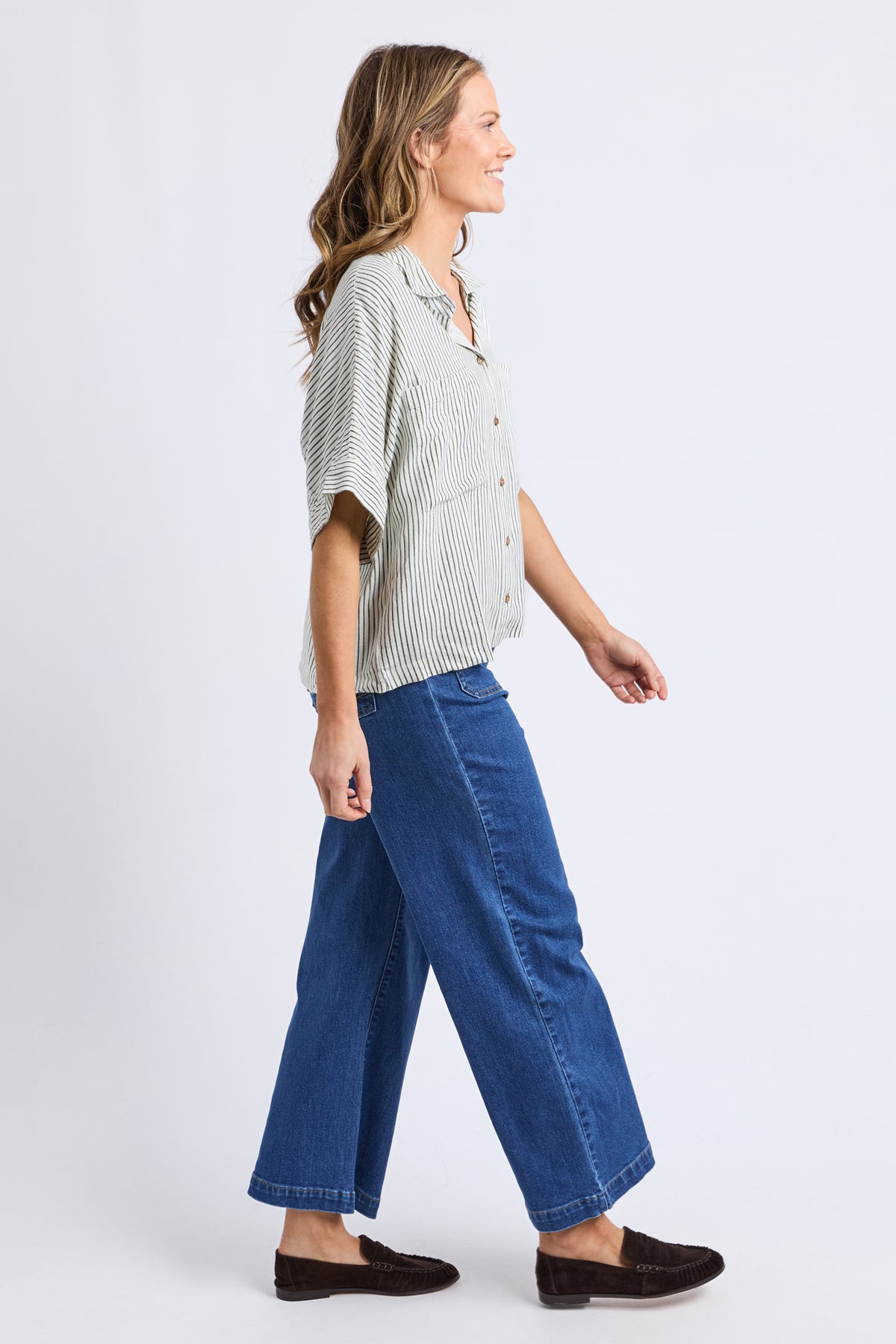 Ruth Short Sleeve Shirt Basil Stripe
