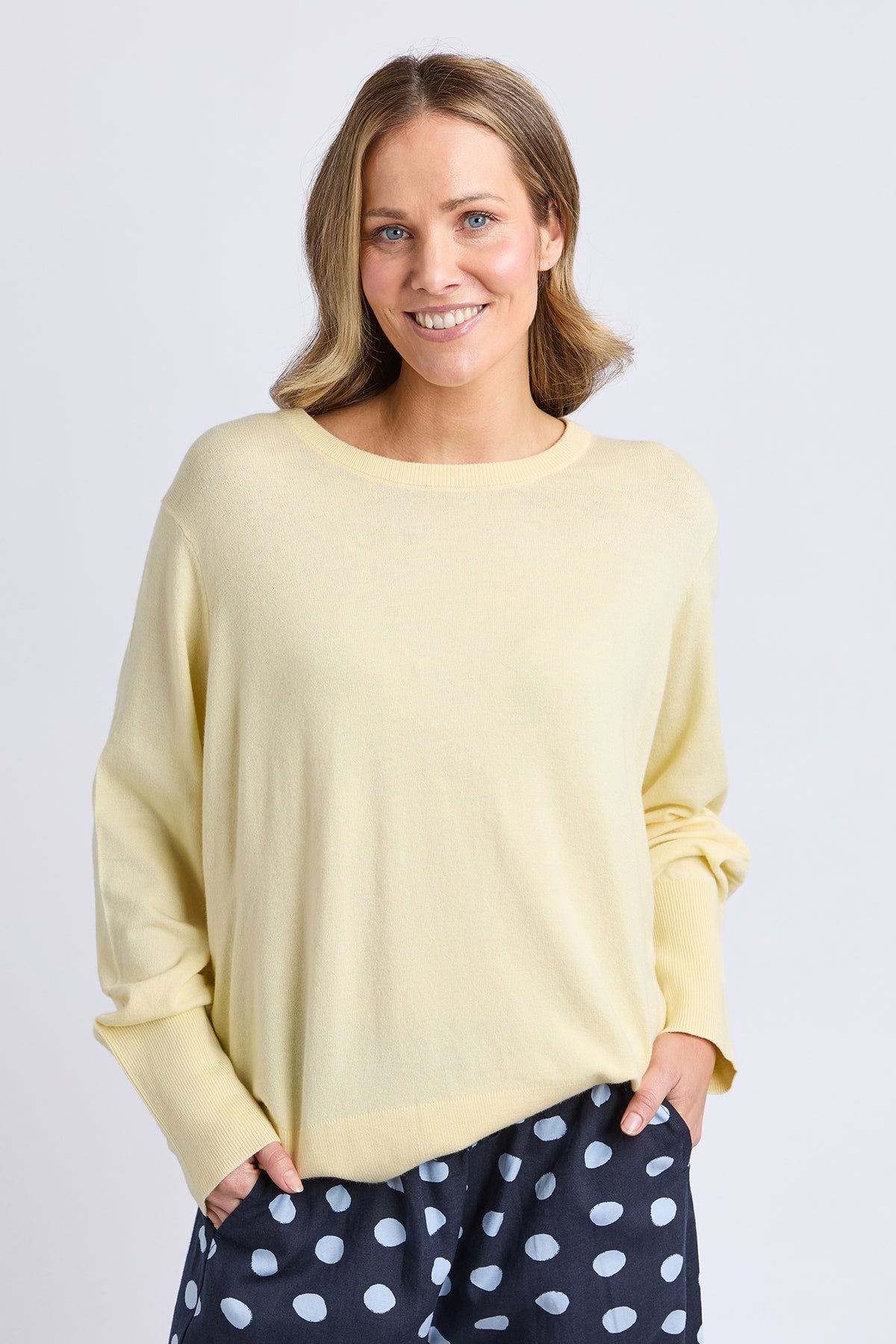 Sunny Long Sleeve Knit Top Pale Banana