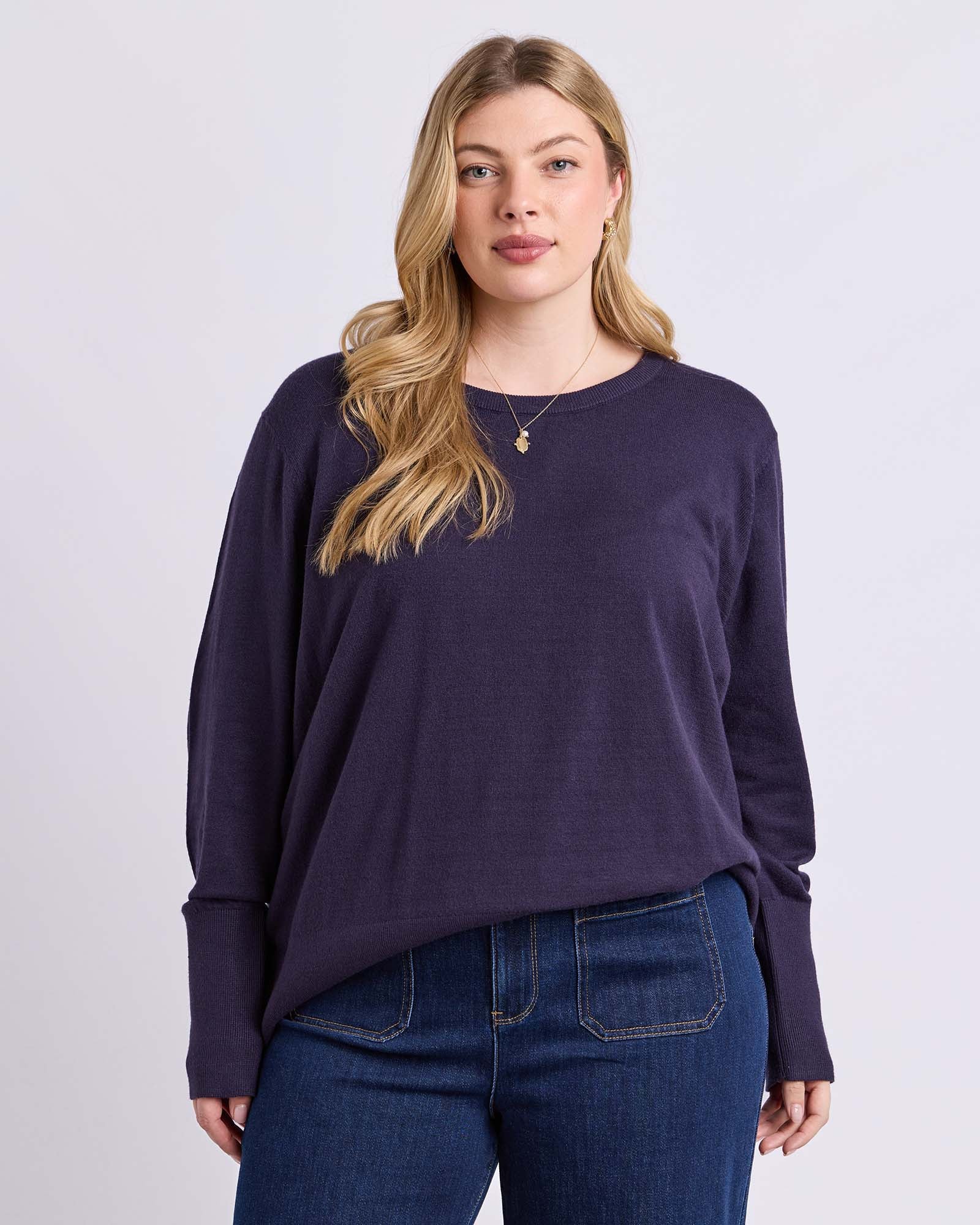 Sunny Long Sleeve Knit Top Classic Navy
