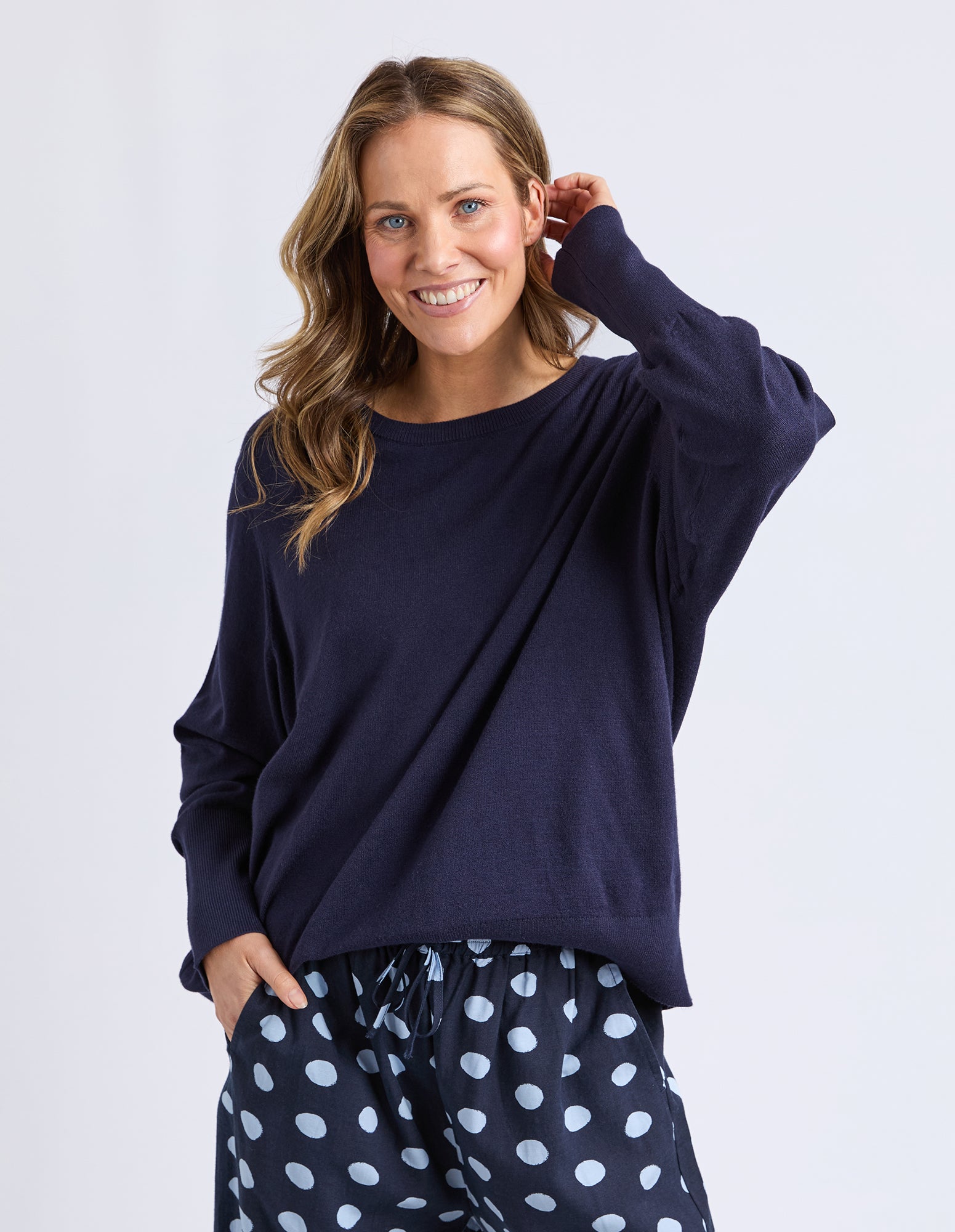 Sunny Long Sleeve Knit Top Classic Navy