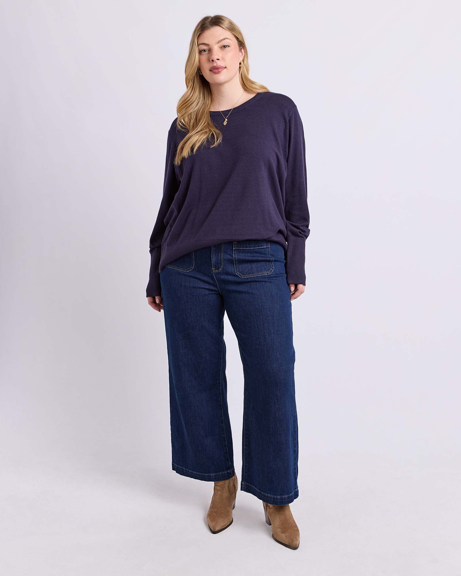 Sunny Long Sleeve Knit Top Classic Navy