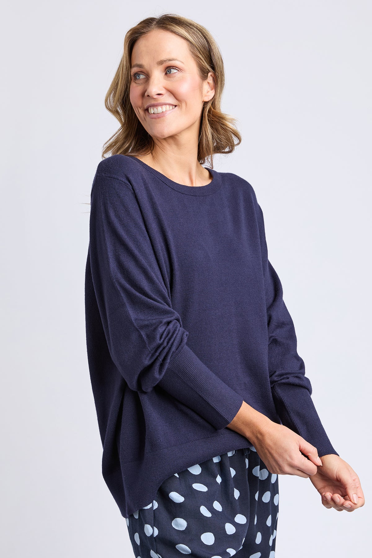 Sunny Long Sleeve Knit Top Classic Navy