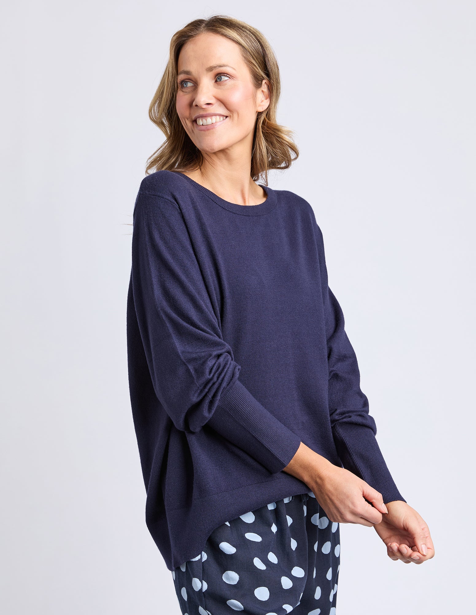 Sunny Long Sleeve Knit Top Classic Navy