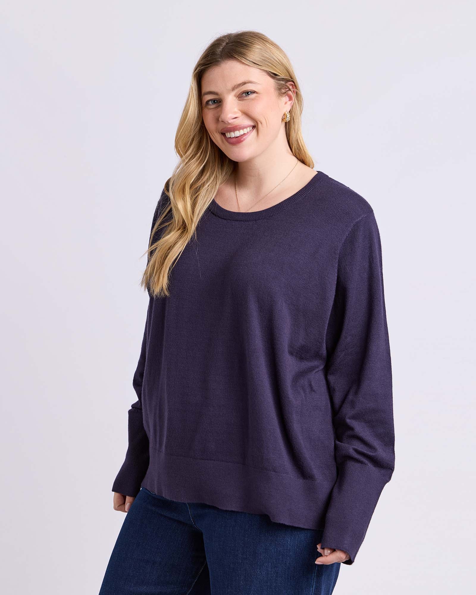 Sunny Long Sleeve Knit Top Classic Navy