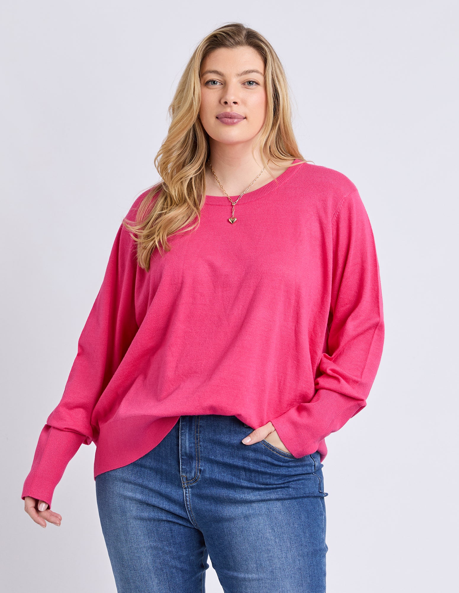 Sunny Long Sleeve Knit Top Hot Pink